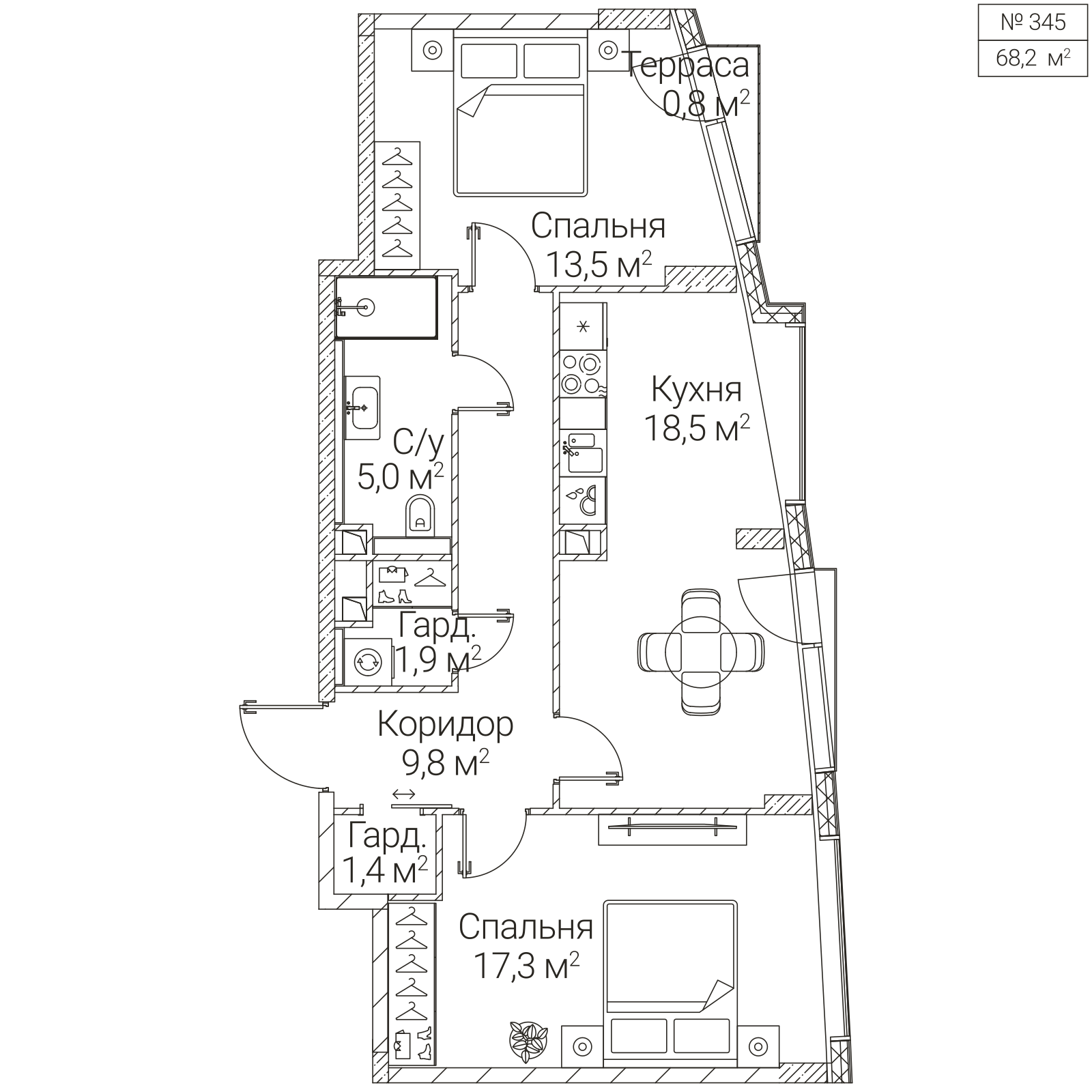 Официальная планировка SEZAR FUTURE, 67,6 м²
