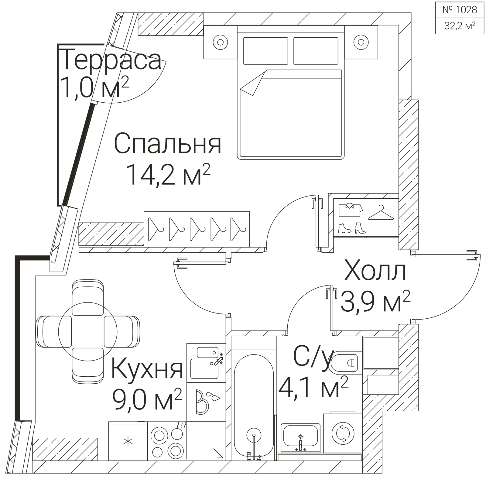 Официальная планировка SEZAR FUTURE, 31,5 м²