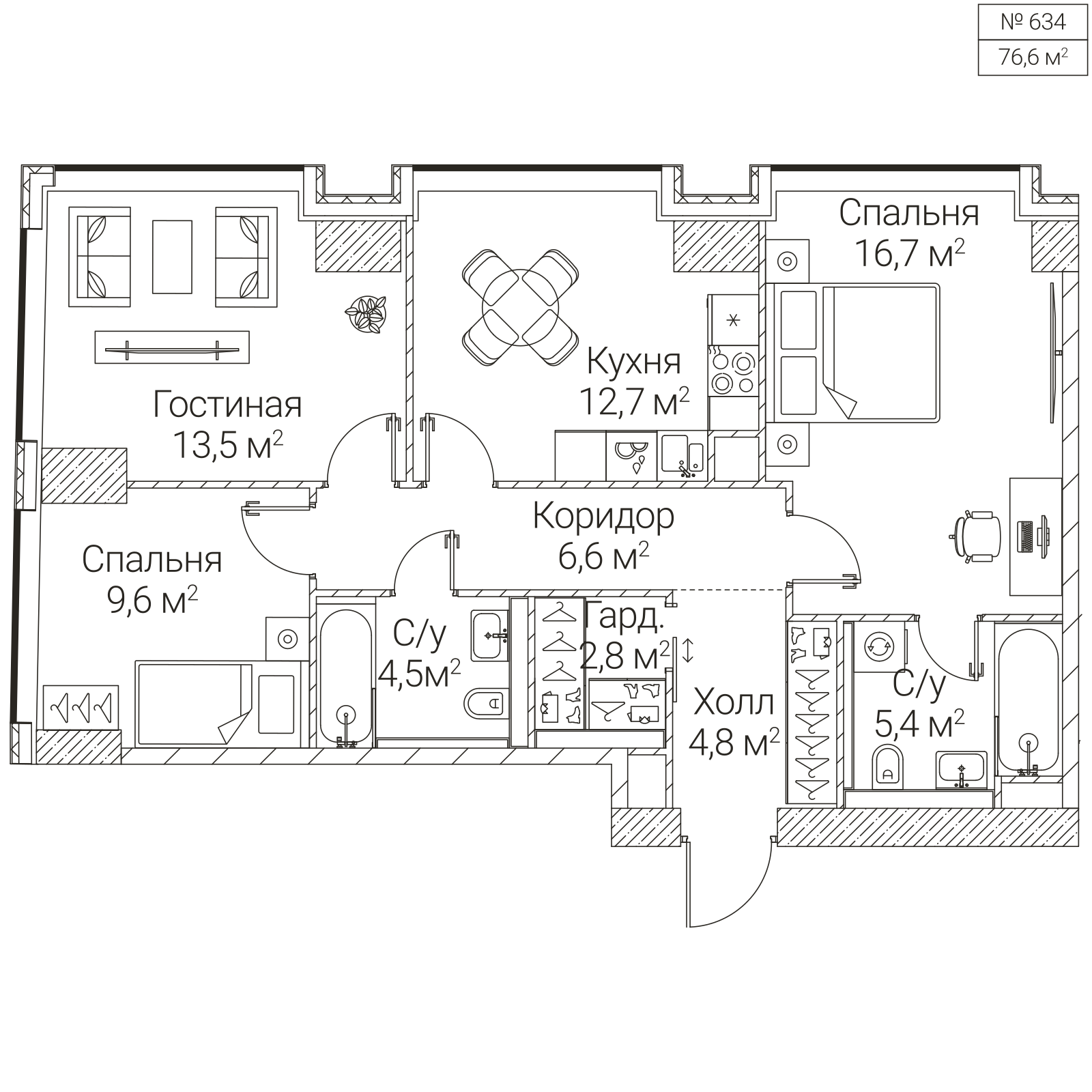Официальная планировка SEZAR FUTURE, 76,6 м²