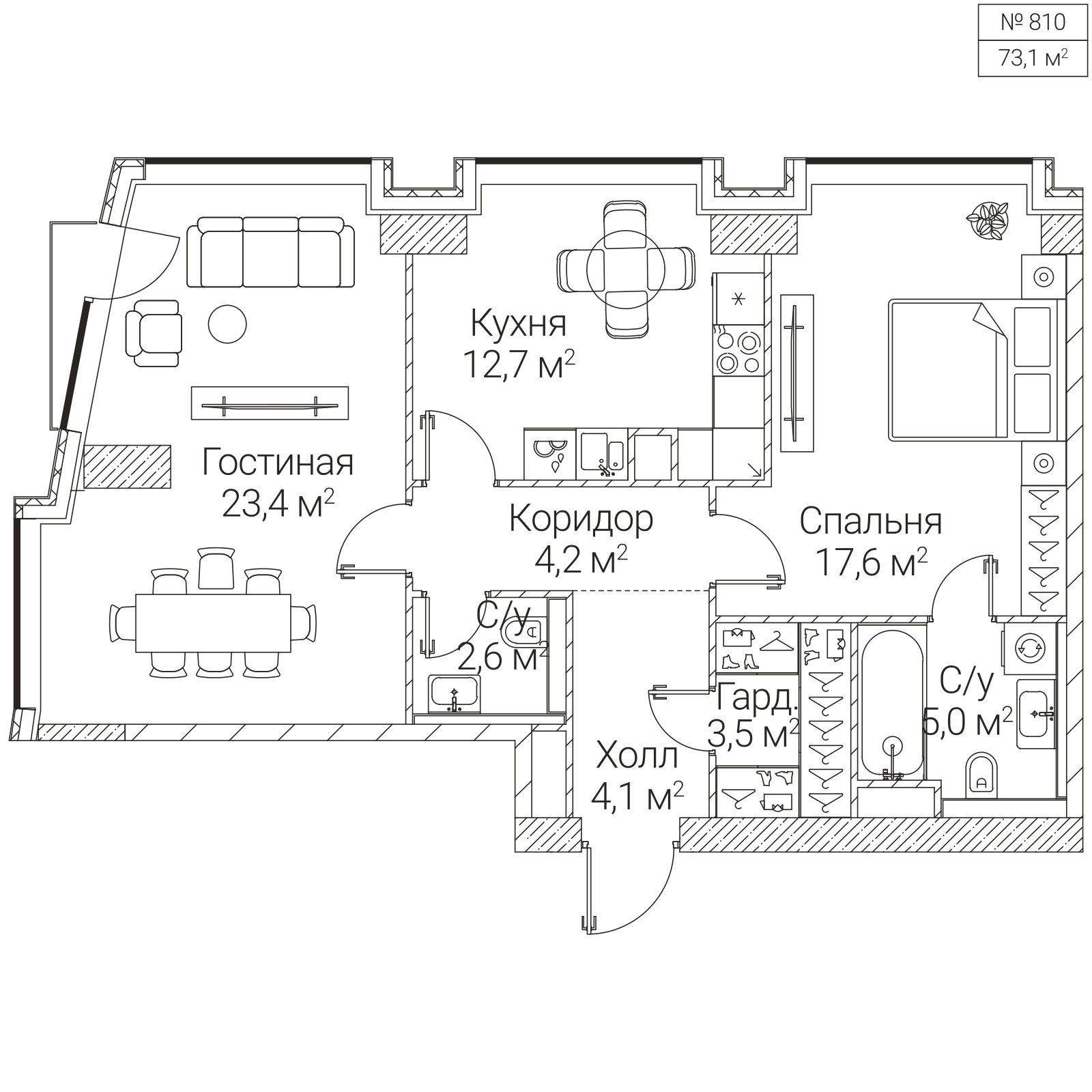 Официальная планировка SEZAR FUTURE, 73,1 м²