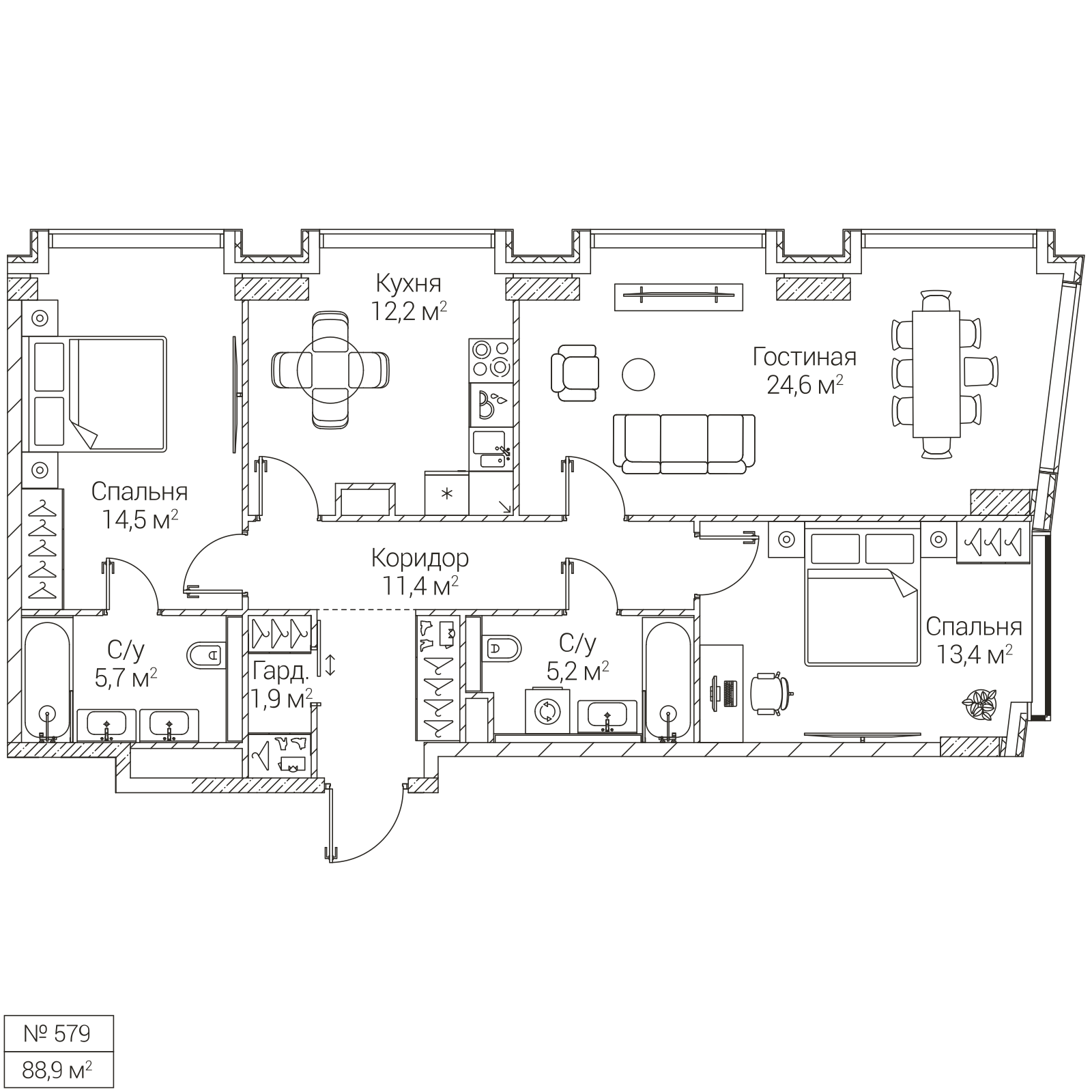 Официальная планировка SEZAR FUTURE, 88,9 м²