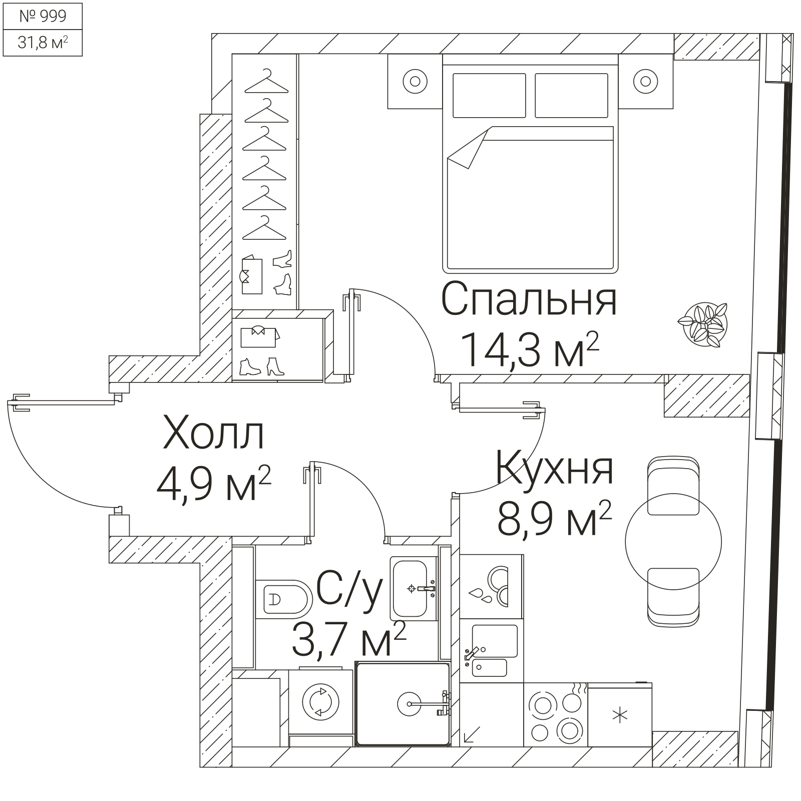 Официальная планировка SEZAR FUTURE, 31,8 м²