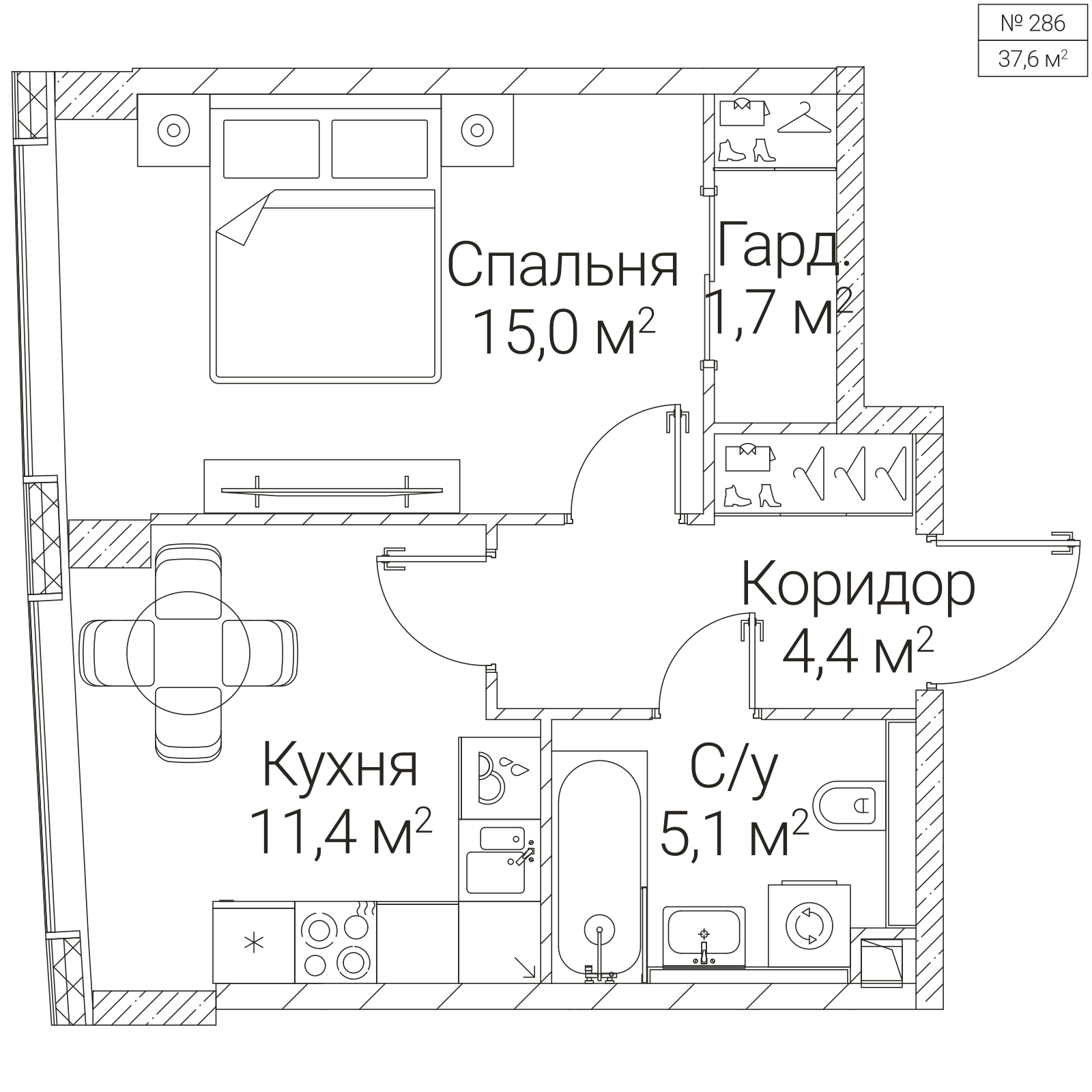 Официальная планировка SEZAR FUTURE, 37,6 м²