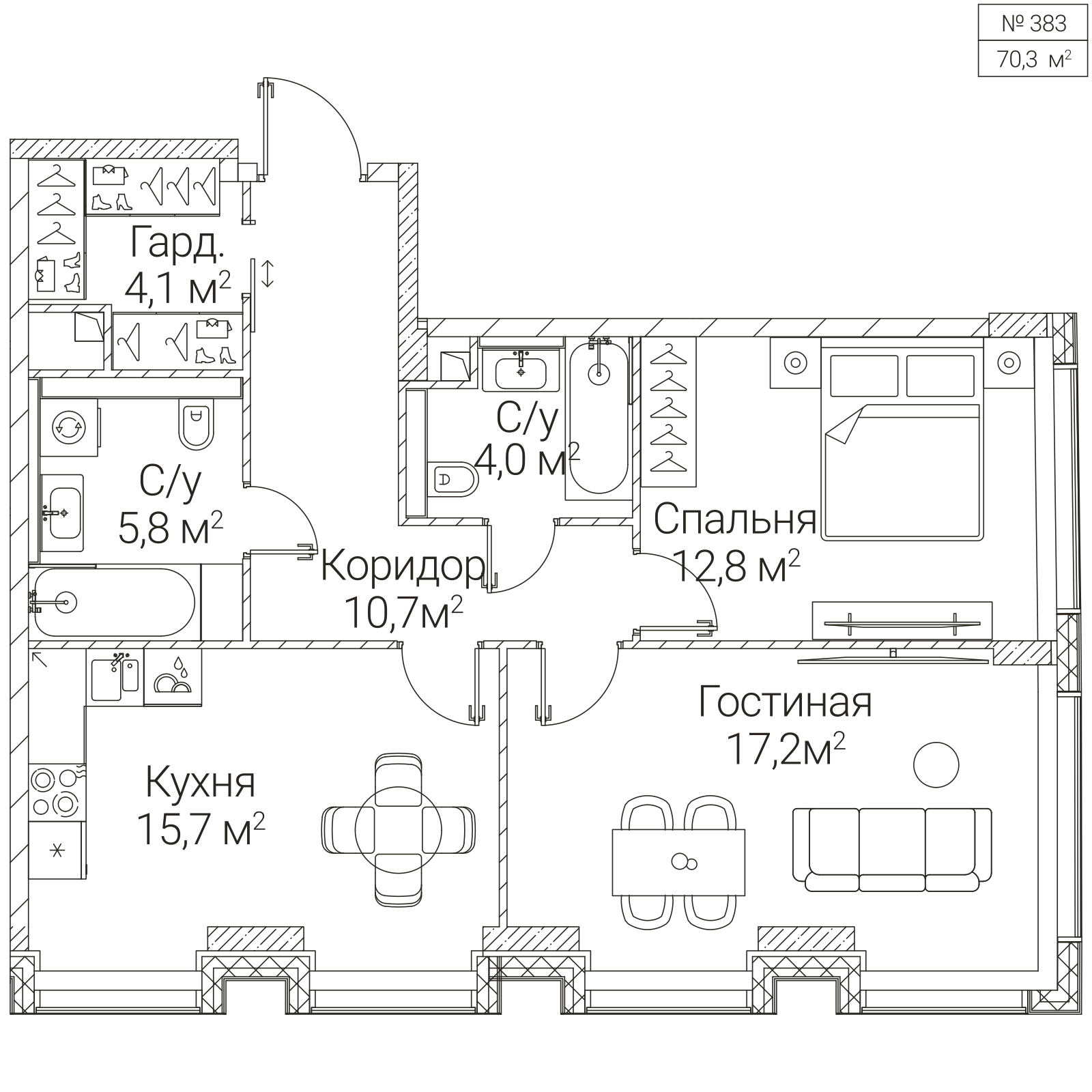 Официальная планировка SEZAR FUTURE, 70,3 м²