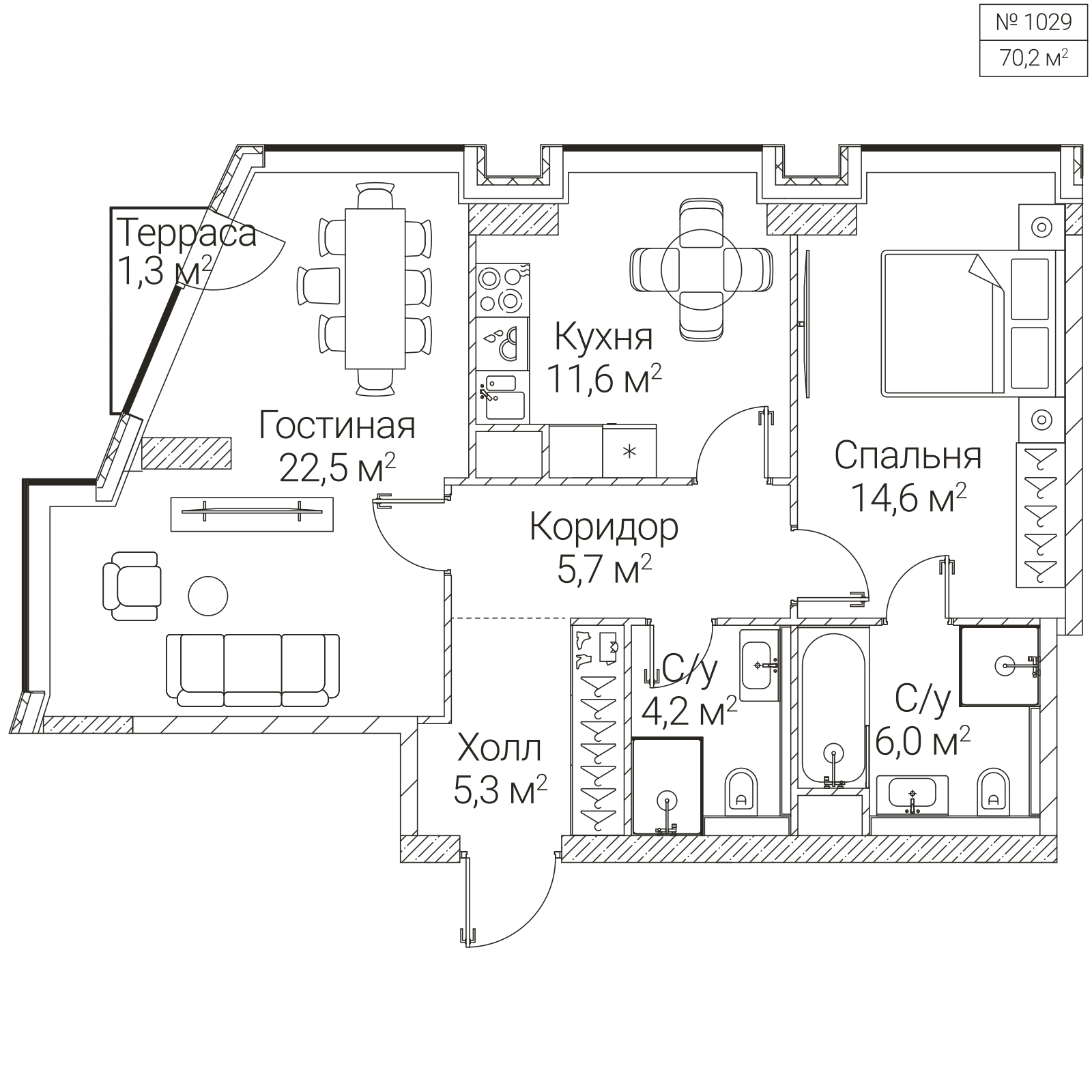 Официальная планировка SEZAR FUTURE, 69,3 м²