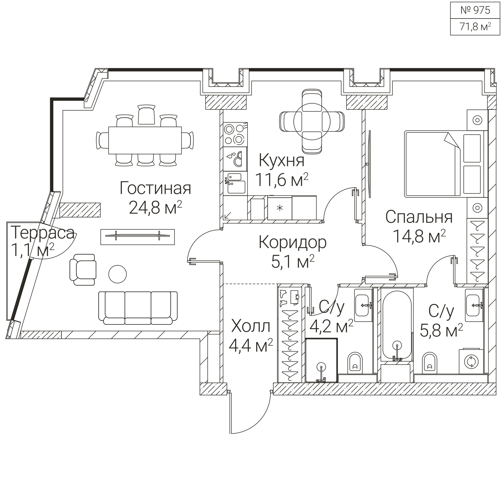 Официальная планировка SEZAR FUTURE, 71 м²