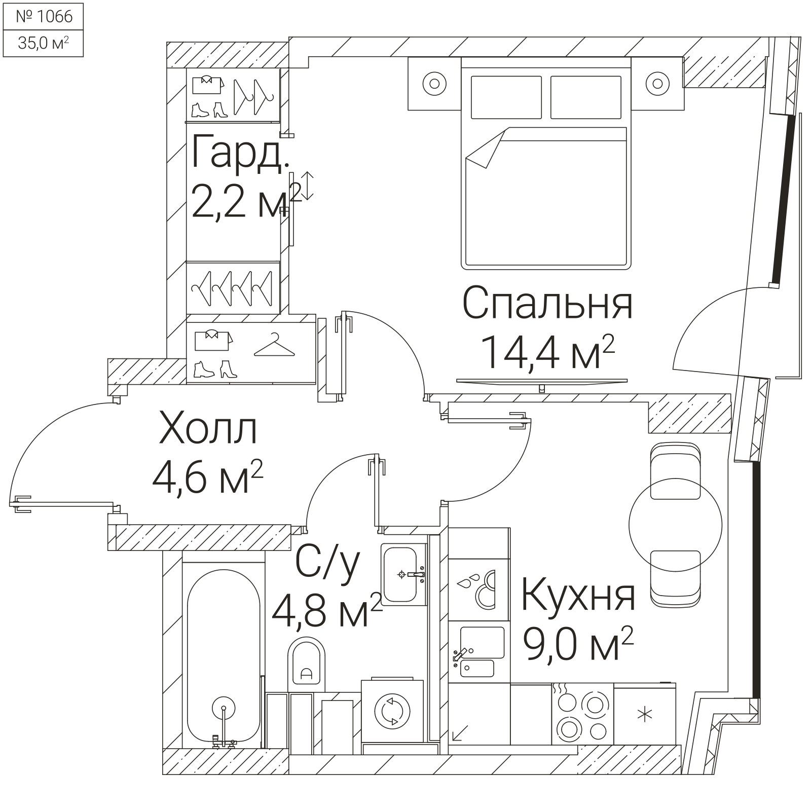 Официальная планировка SEZAR FUTURE, 35 м²