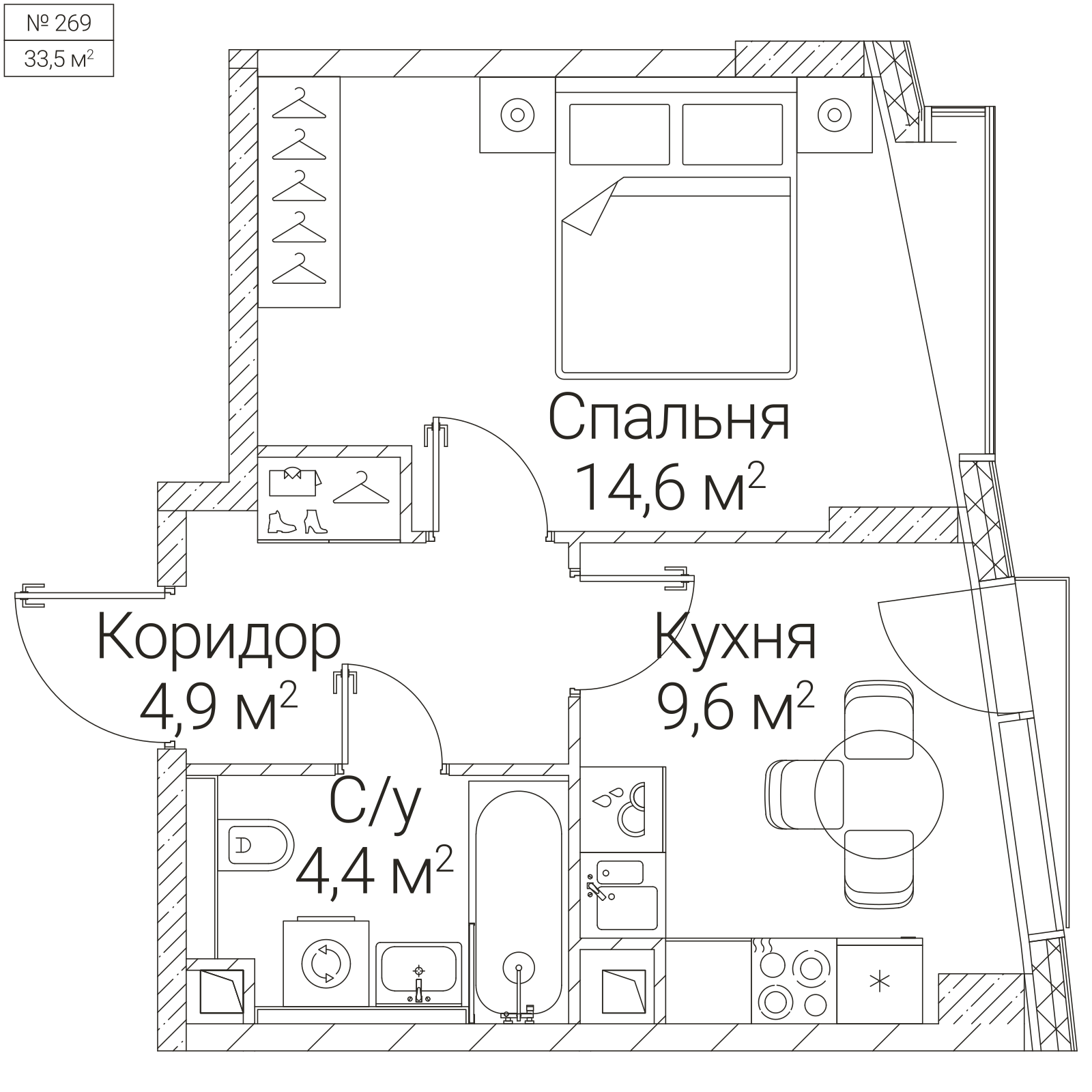 Официальная планировка SEZAR FUTURE, 33,5 м²