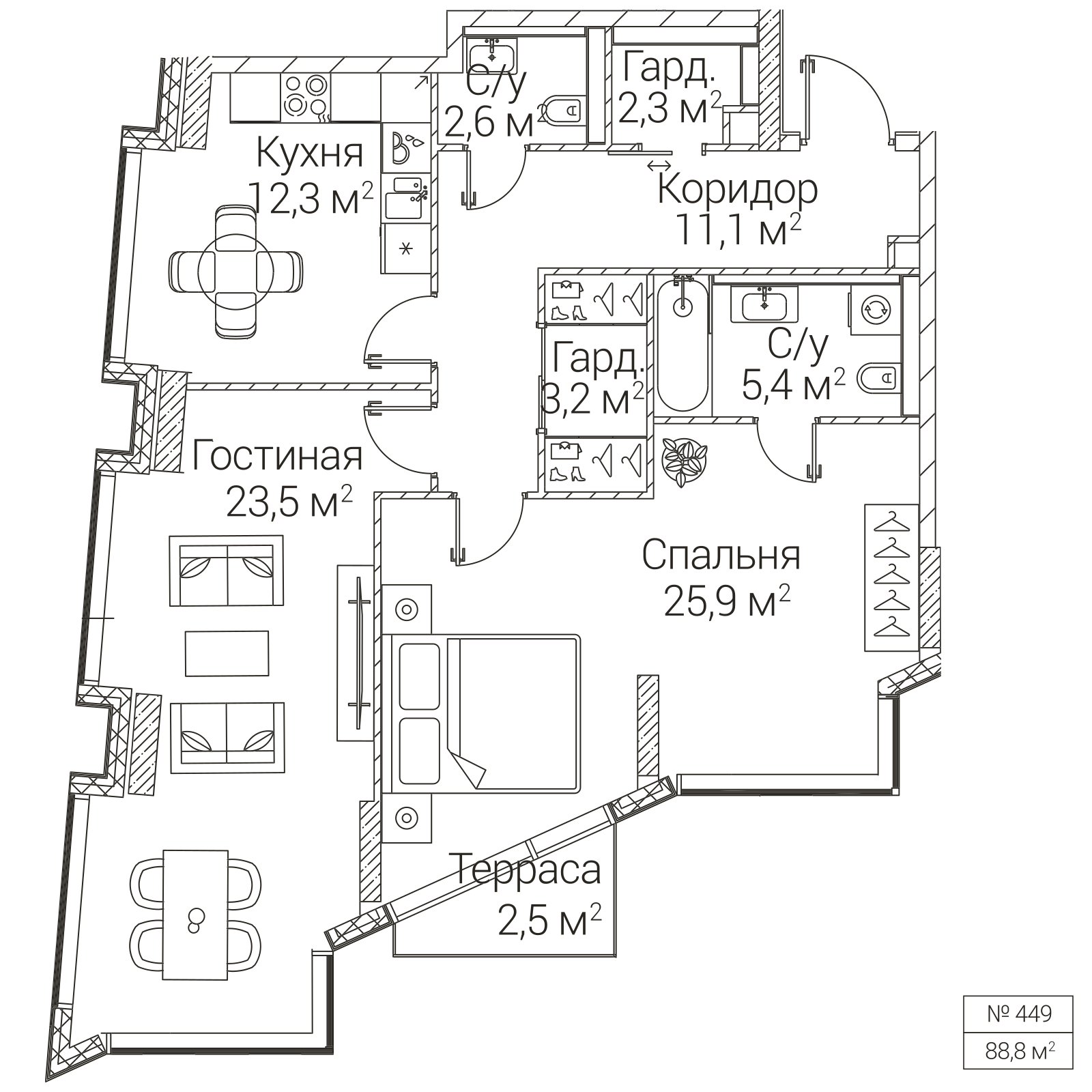 Официальная планировка SEZAR FUTURE, 87,1 м²