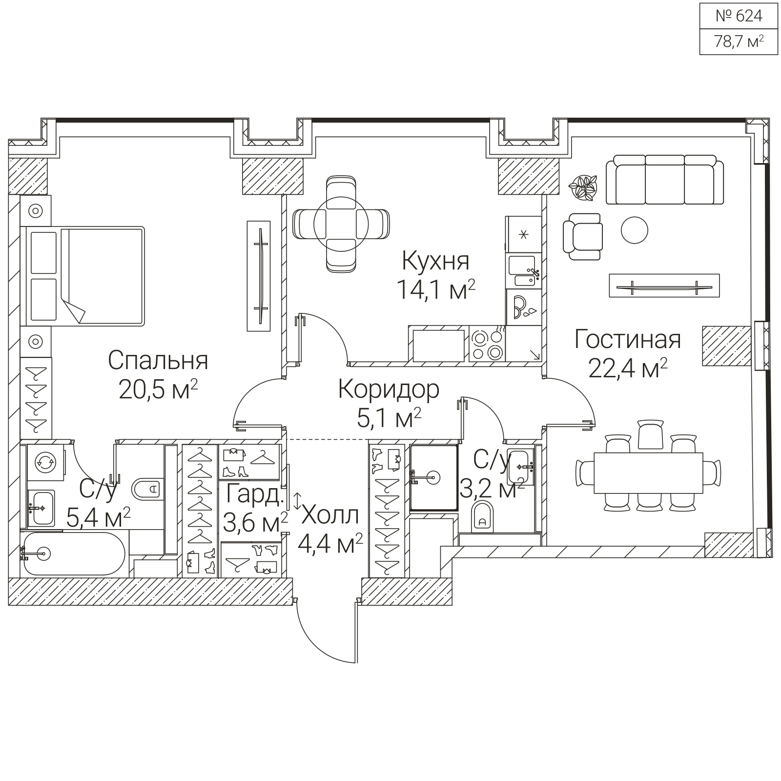 Официальная планировка SEZAR FUTURE, 78,7 м²