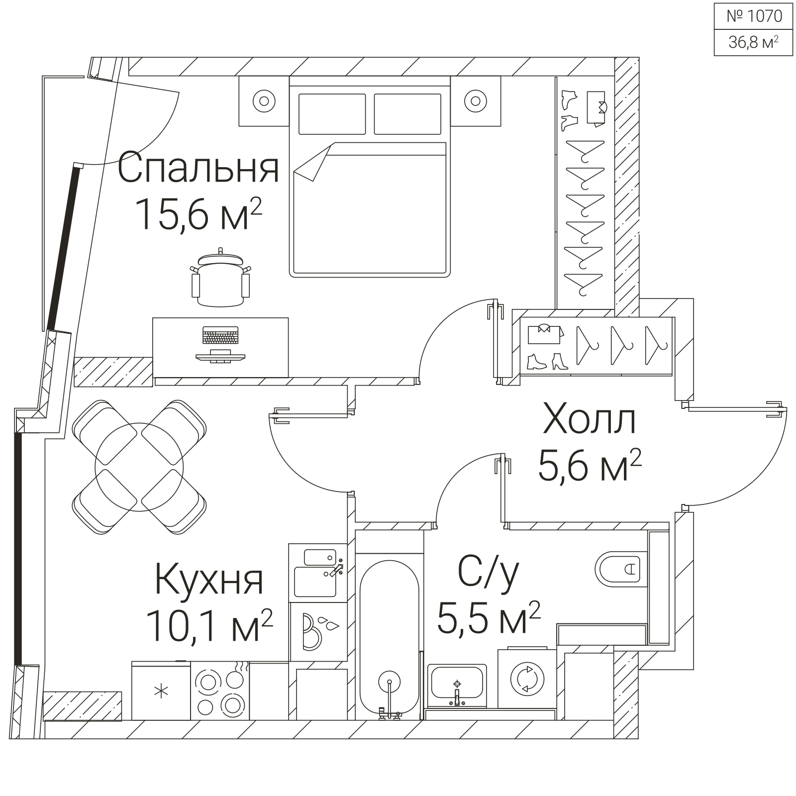 Официальная планировка SEZAR FUTURE, 36,8 м²