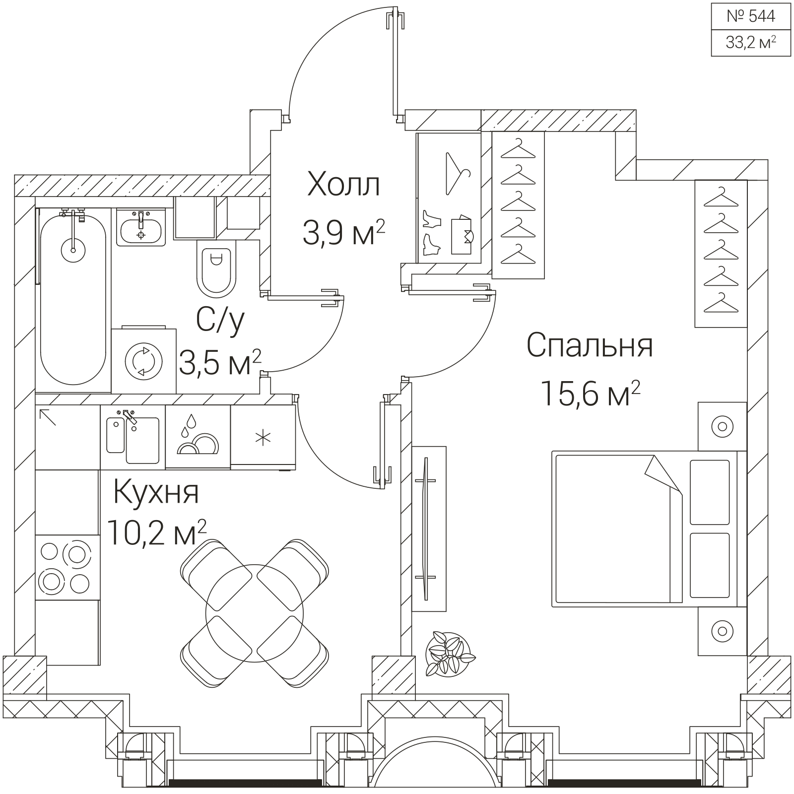 Официальная планировка SEZAR FUTURE, 33,2 м²