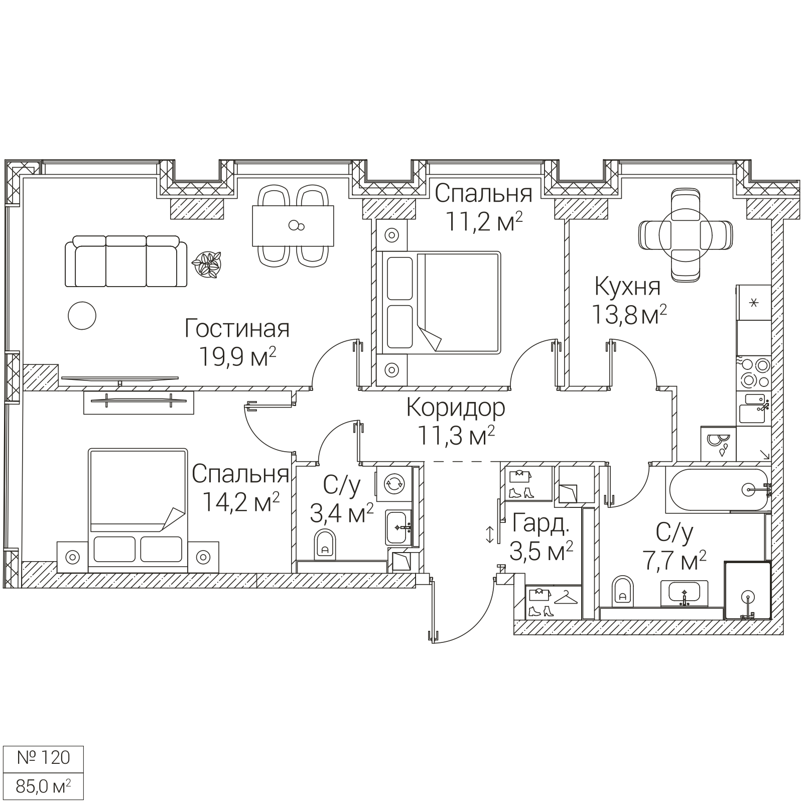 Официальная планировка SEZAR FUTURE, 85 м²