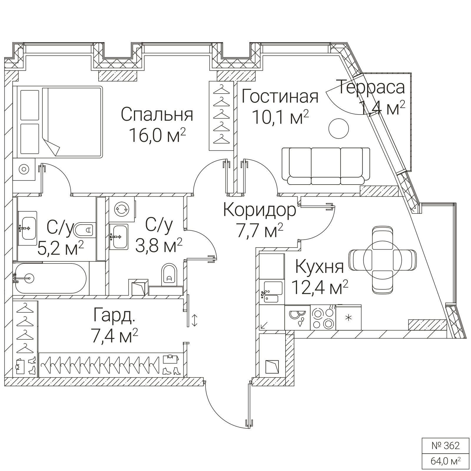 Официальная планировка SEZAR FUTURE, 63 м²