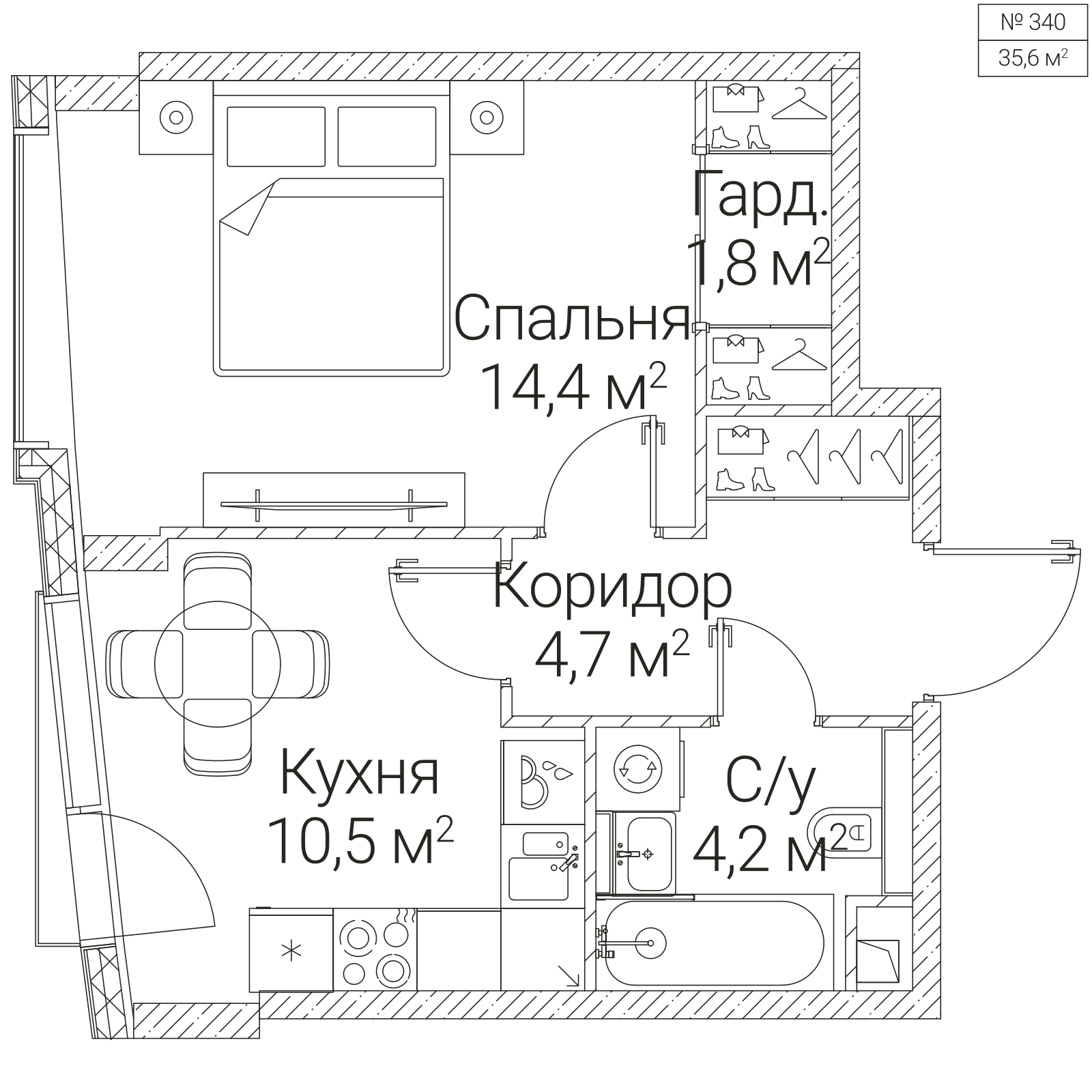 Официальная планировка SEZAR FUTURE, 35,6 м²