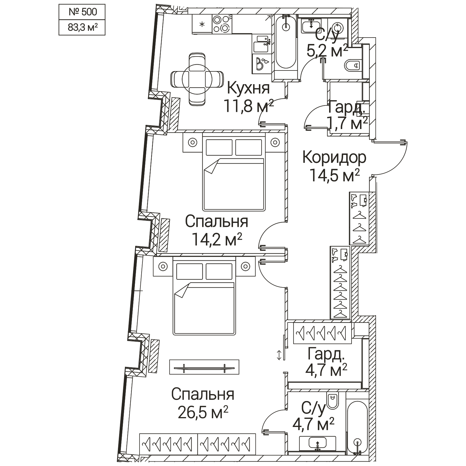 Официальная планировка SEZAR FUTURE, 83,3 м²