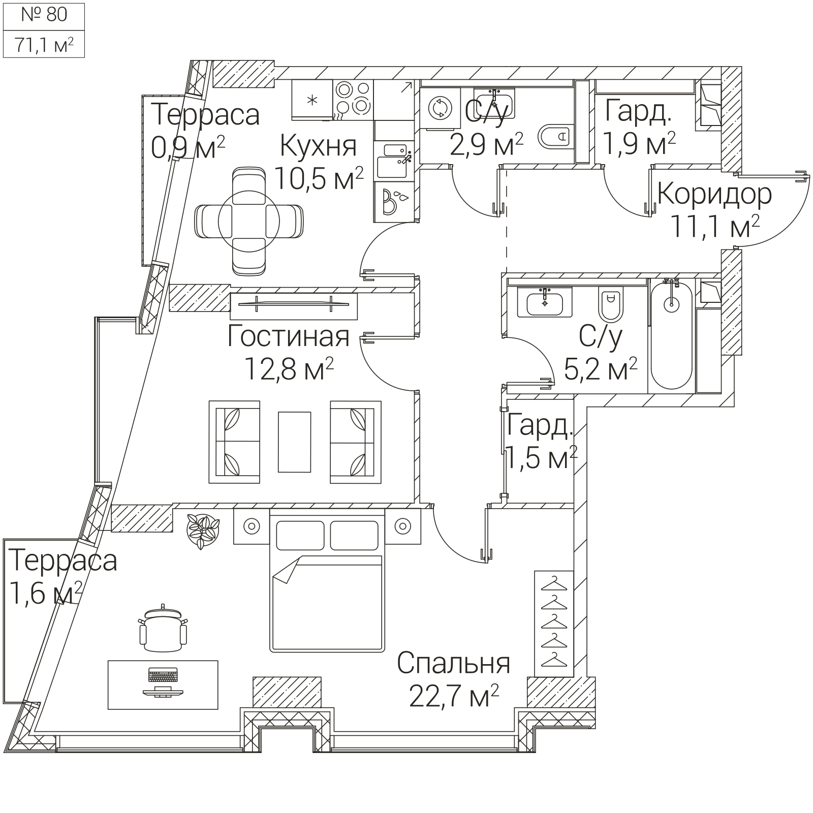 Официальная планировка SEZAR FUTURE, 69,4 м²