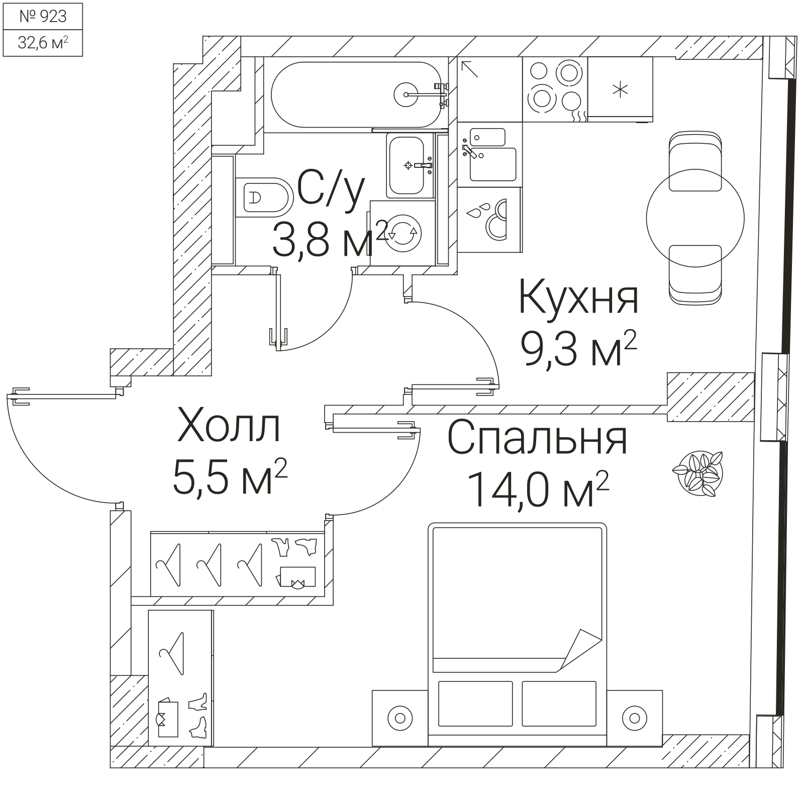 Официальная планировка SEZAR FUTURE, 32,6 м²