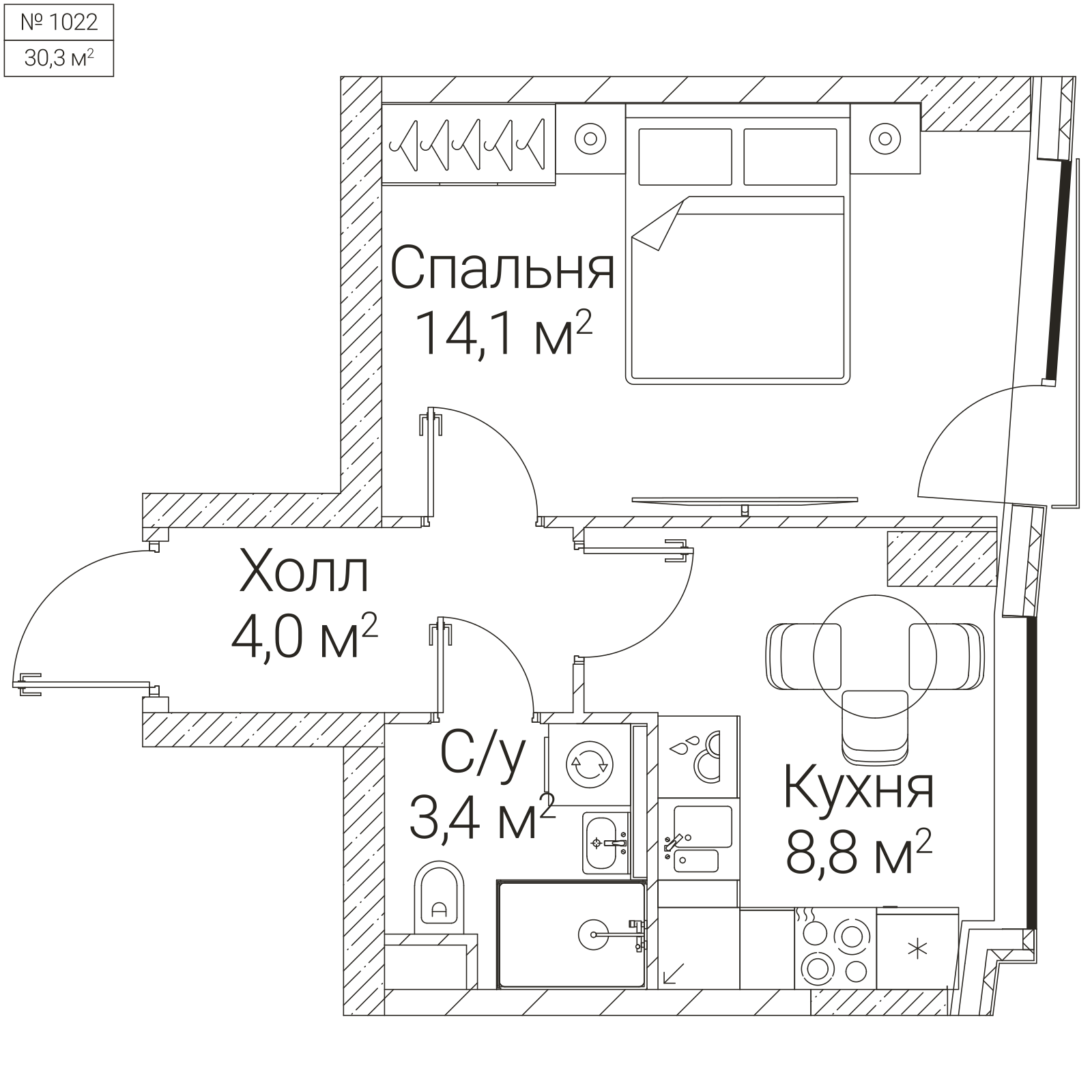 Официальная схема SEZAR FUTURE, 30,3 м²