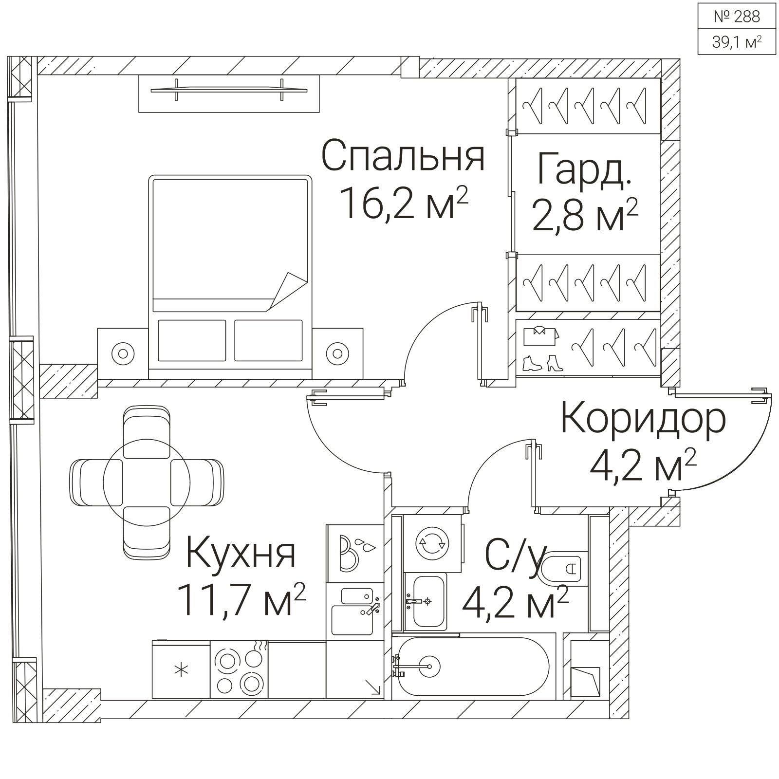 Официальная планировка SEZAR FUTURE, 39,1 м²