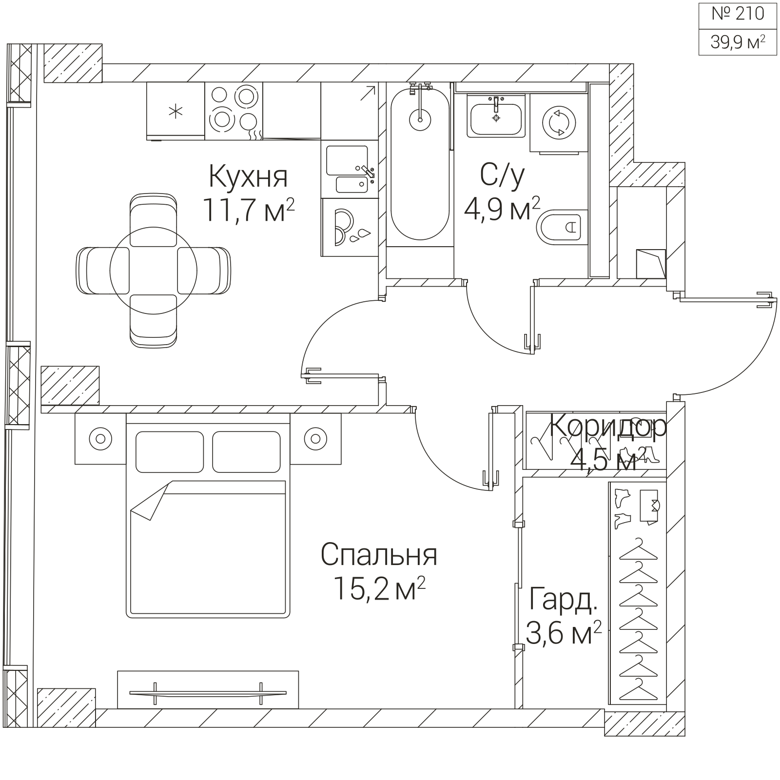 Официальная планировка SEZAR FUTURE, 39,9 м²