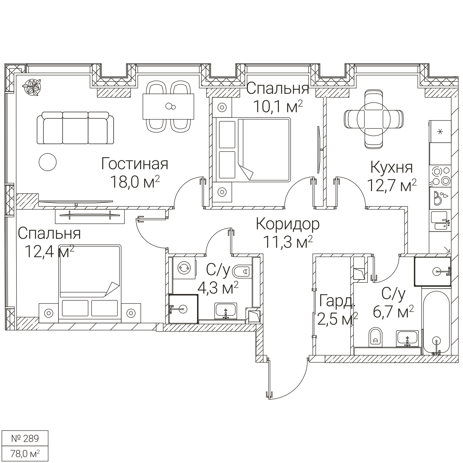 Официальная планировка SEZAR FUTURE, 78 м²