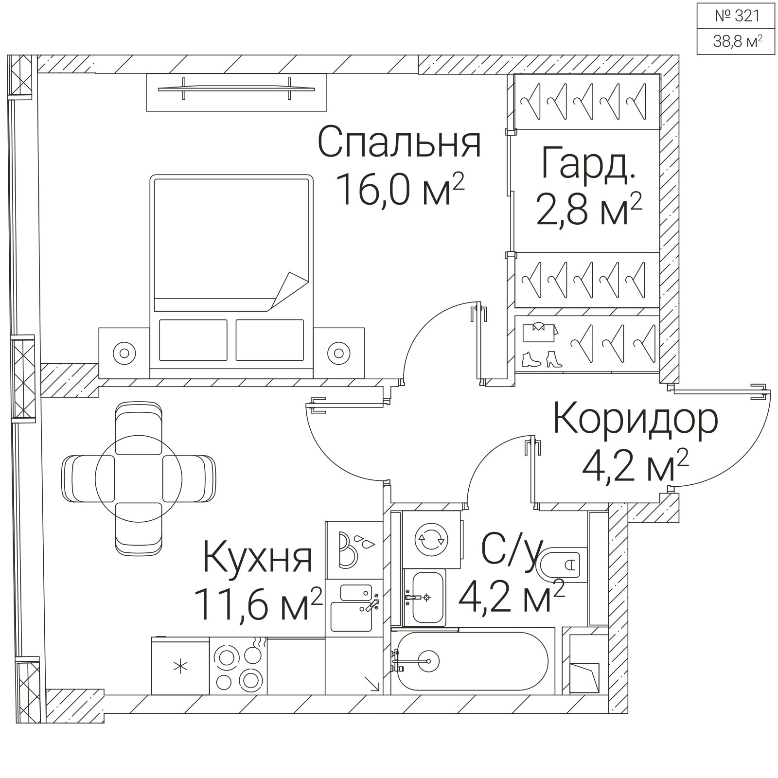 Официальная планировка SEZAR FUTURE, 38,8 м²