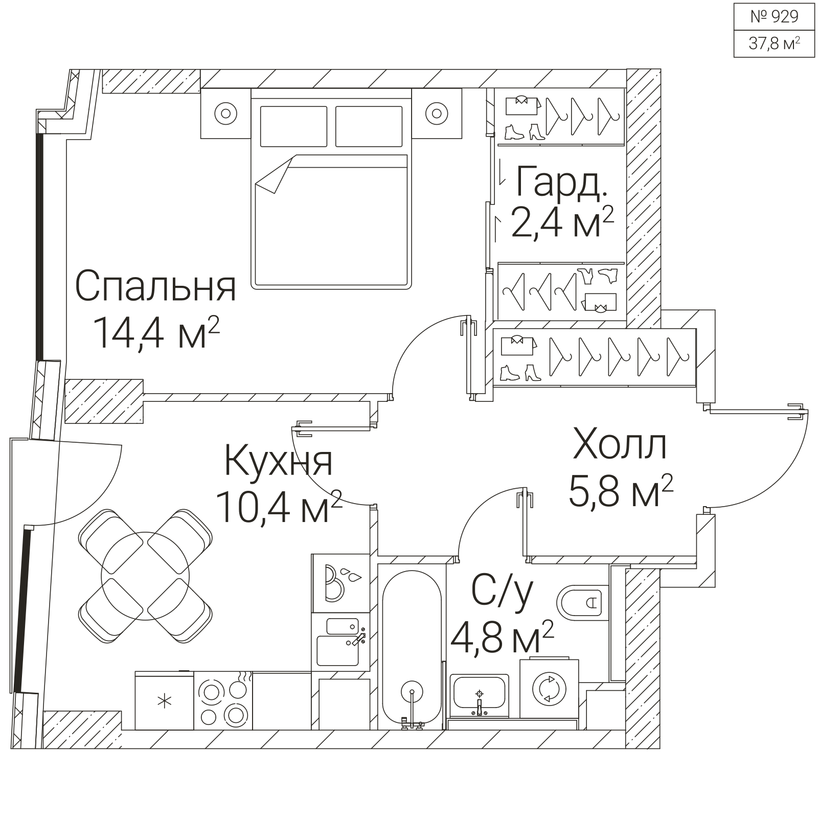 Официальная планировка SEZAR FUTURE, 37,8 м²