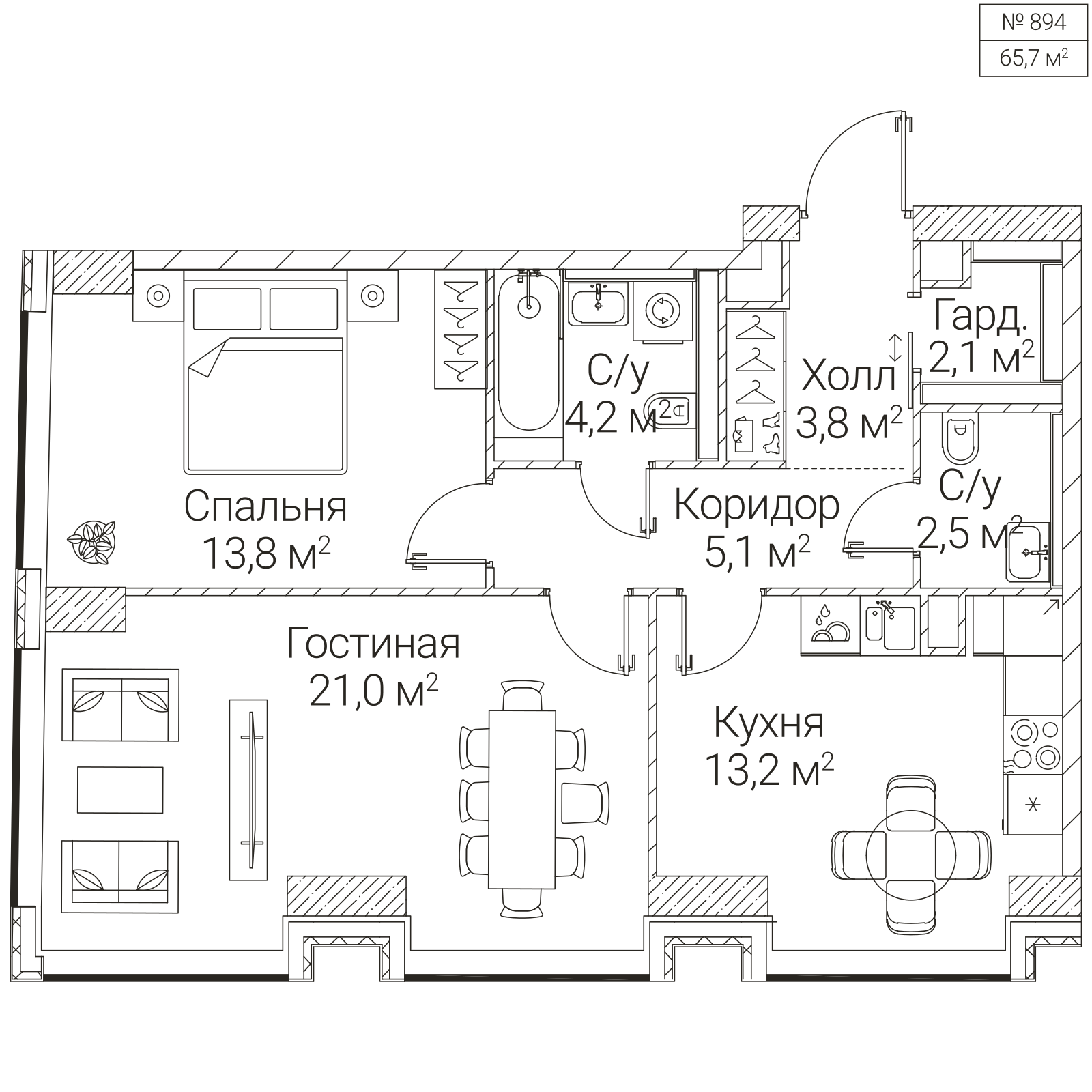 Официальная планировка SEZAR FUTURE, 65,7 м²