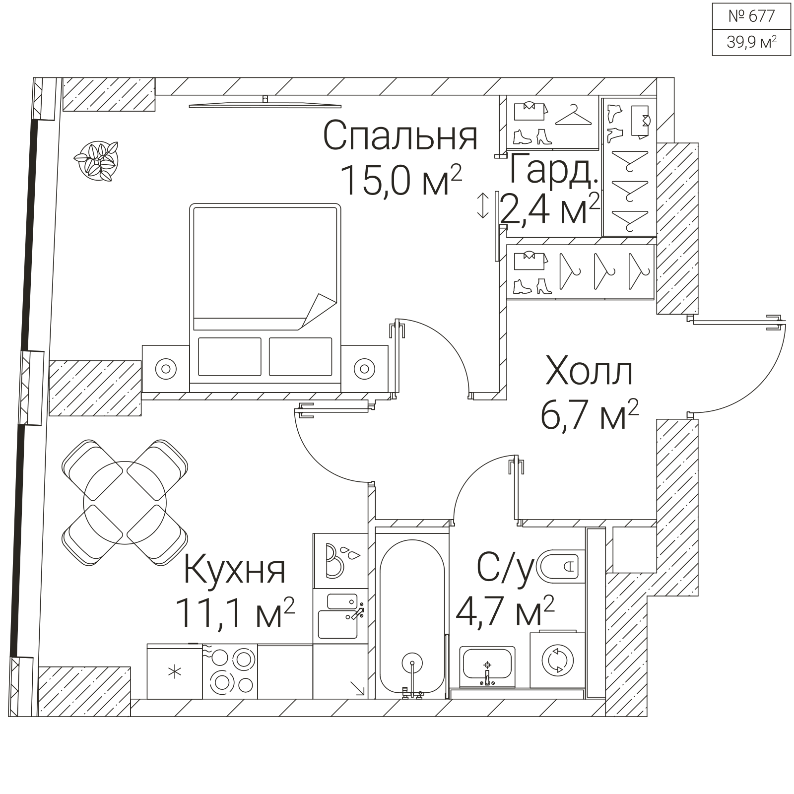 Официальная планировка SEZAR FUTURE, 39,9 м²
