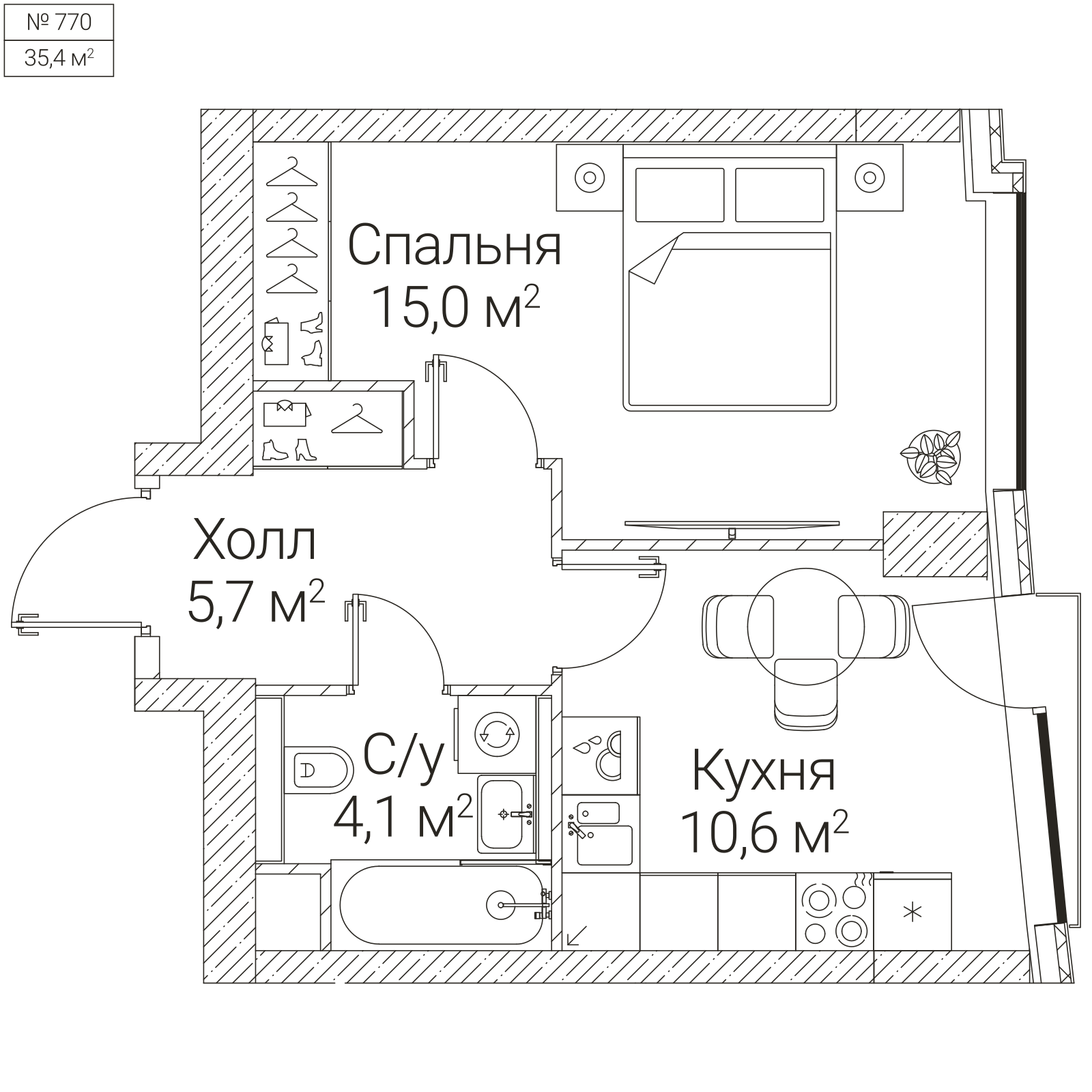 Официальная планировка SEZAR FUTURE, 35,4 м²
