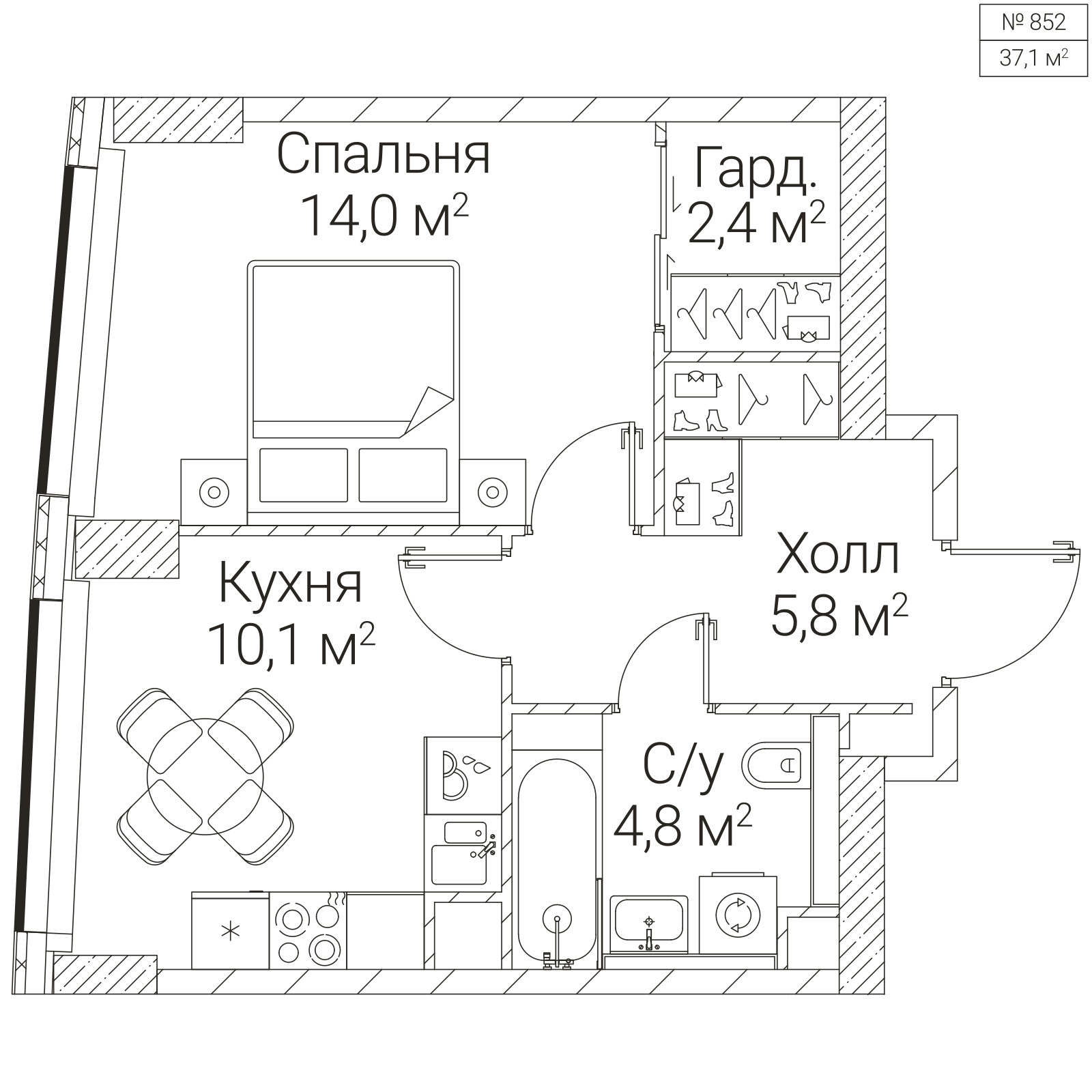 Официальная планировка SEZAR FUTURE, 37,1 м²