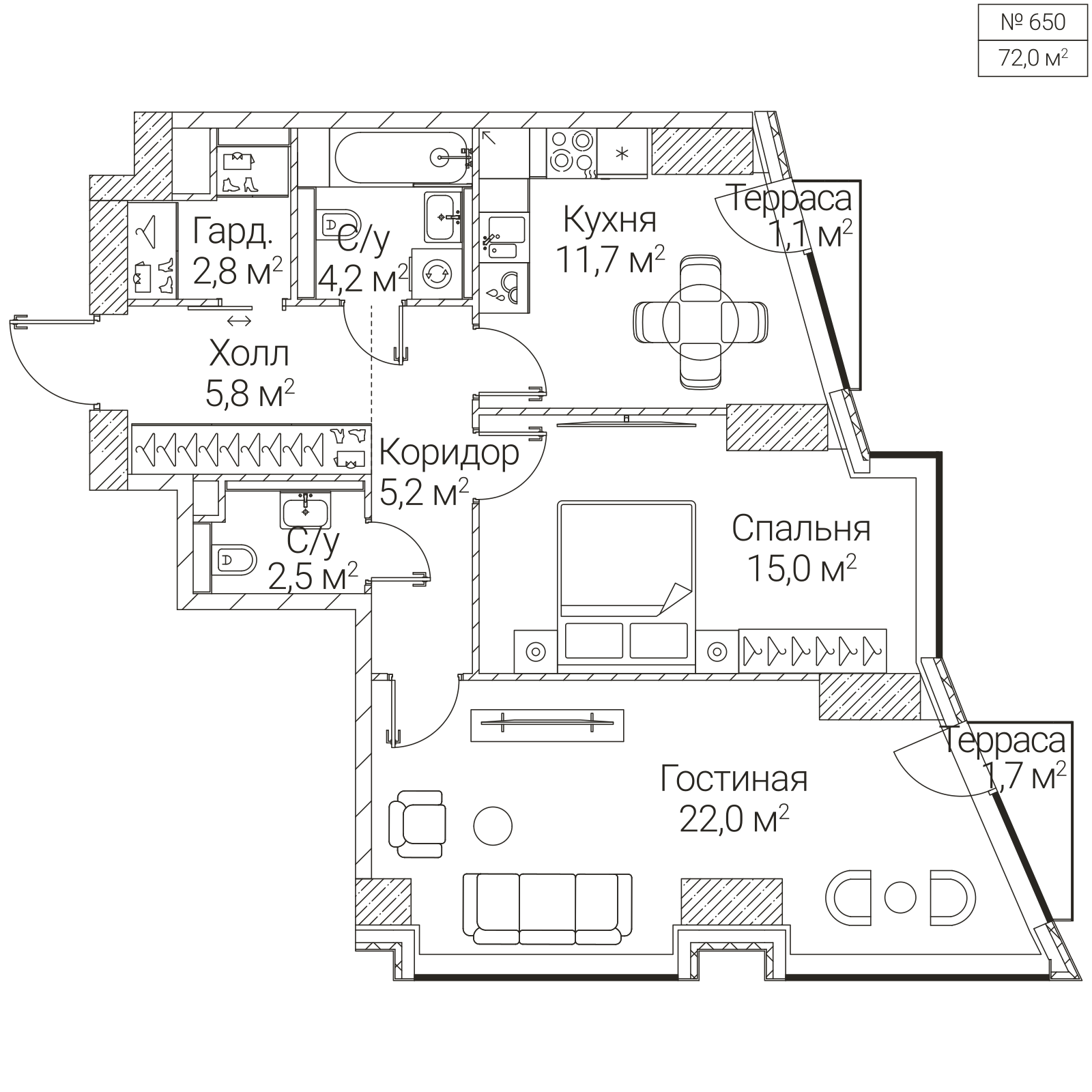Официальная планировка SEZAR FUTURE, 70 м²