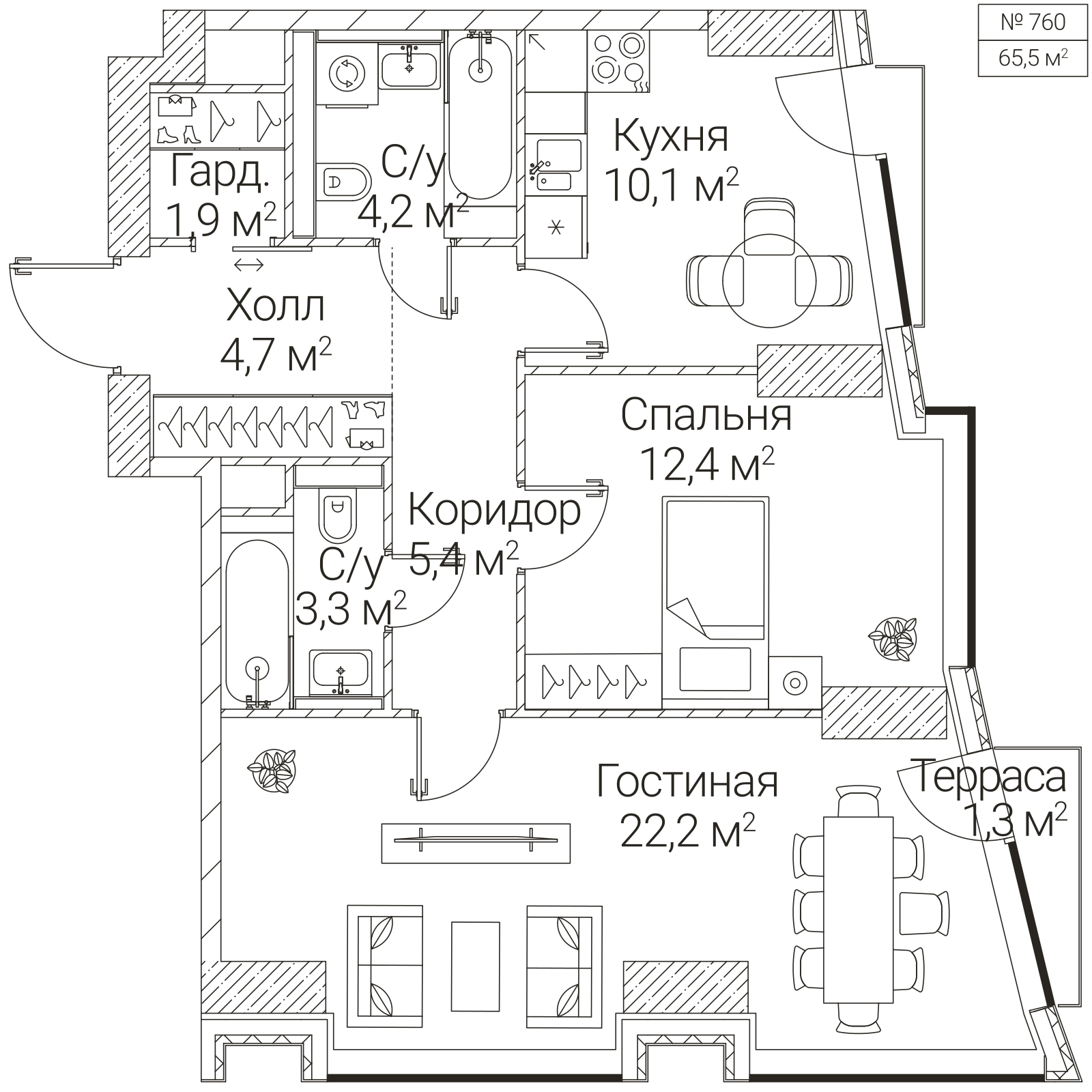 Официальная планировка SEZAR FUTURE, 64,6 м²