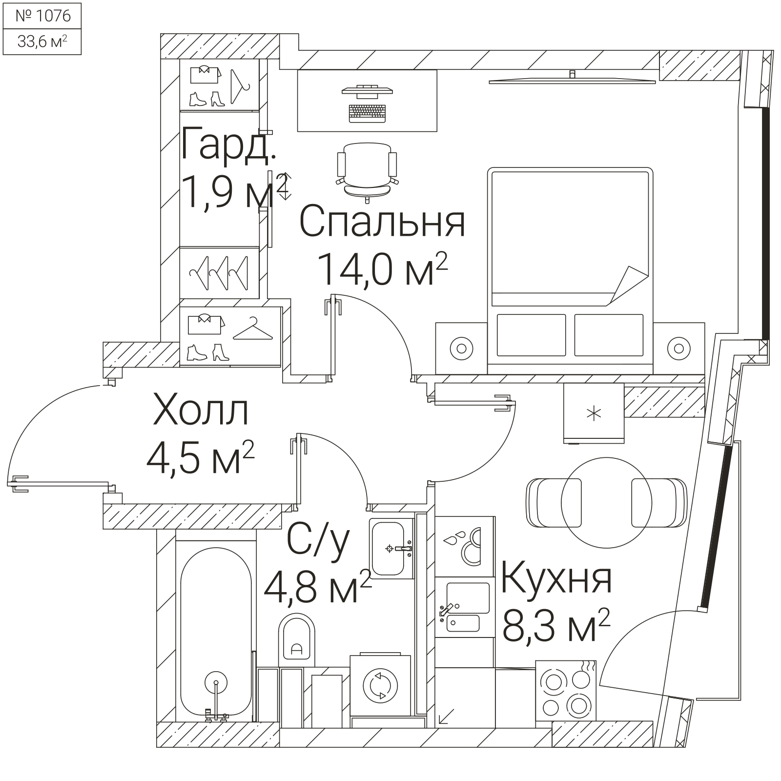 Официальная планировка SEZAR FUTURE, 33,6 м²
