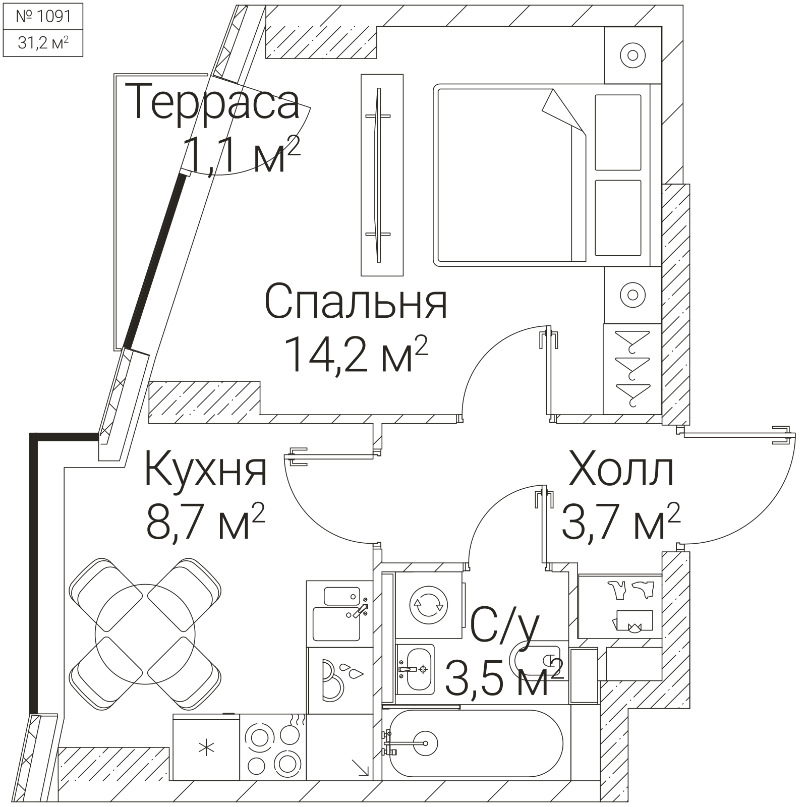 Официальная схема SEZAR FUTURE, 30,4 м²