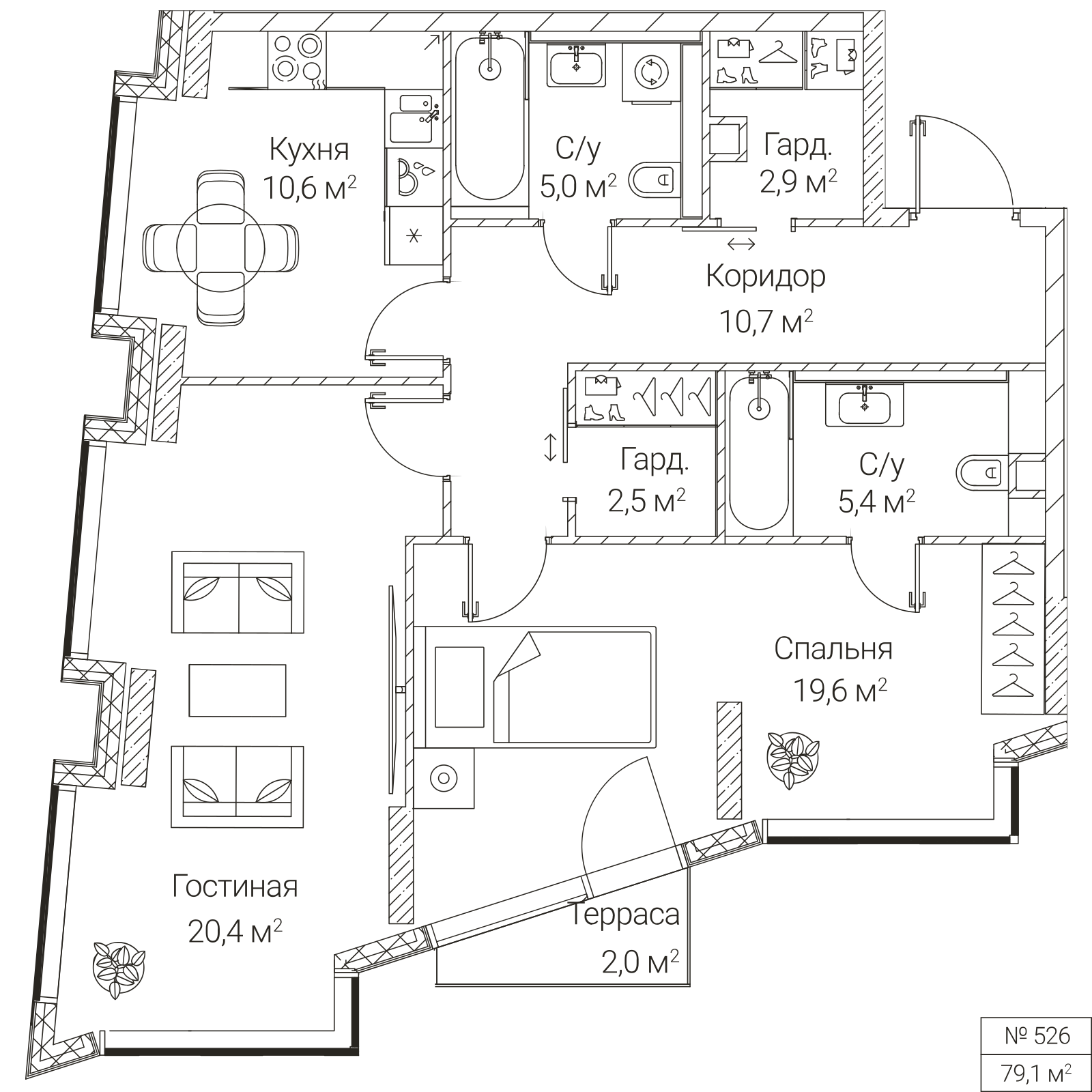 Официальная планировка SEZAR FUTURE, 77,7 м²