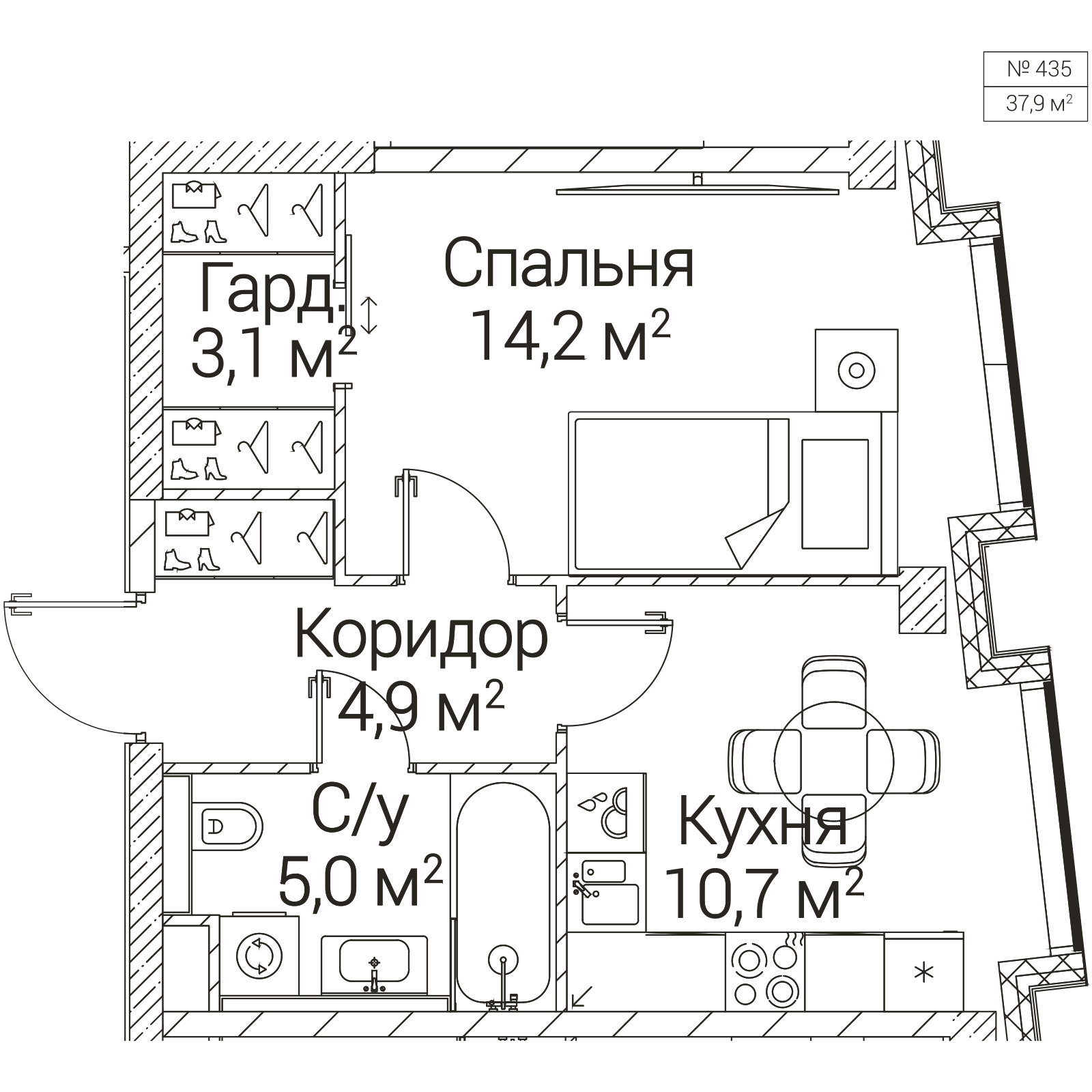 Официальная планировка SEZAR FUTURE, 37,9 м²