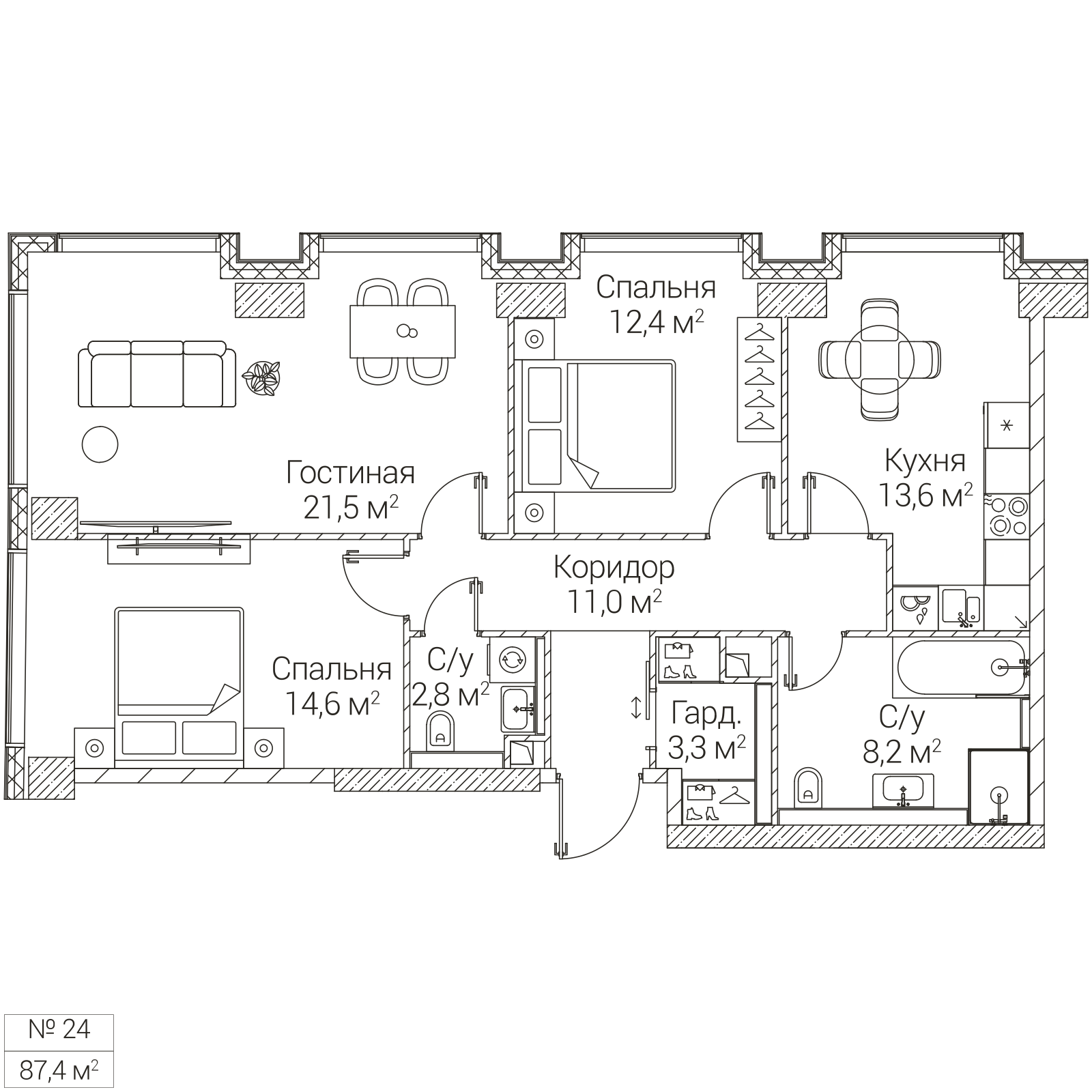 Официальная планировка SEZAR FUTURE, 87,4 м²