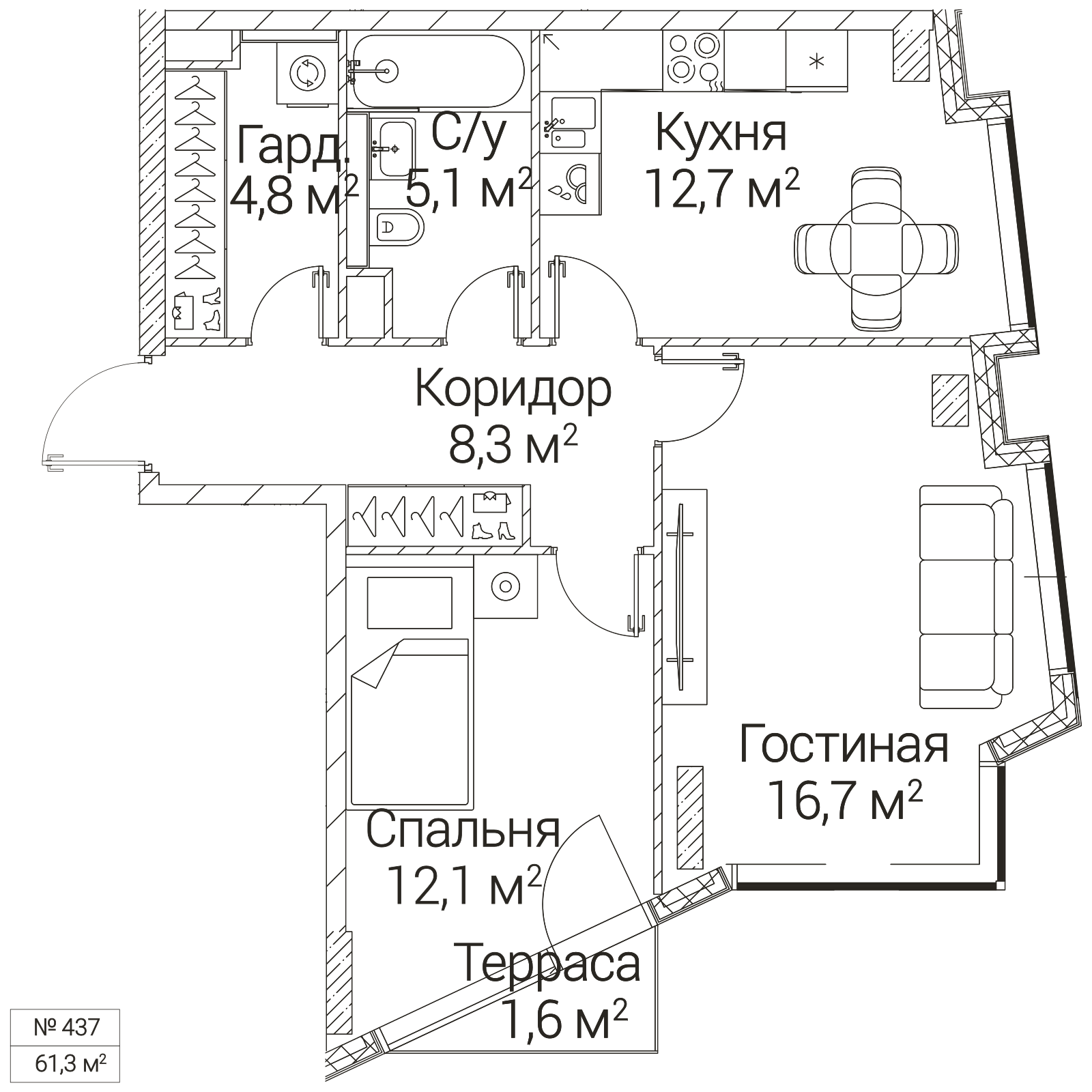 Официальная планировка SEZAR FUTURE, 60,2 м²