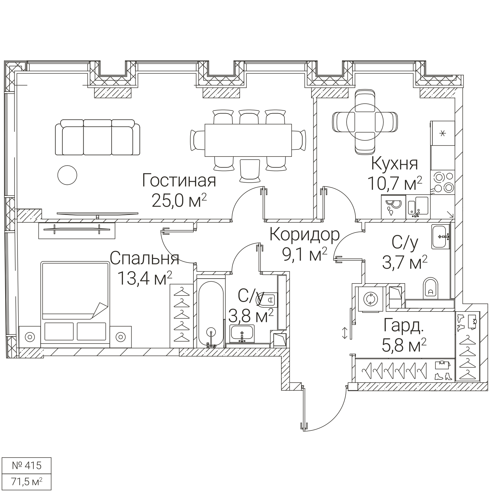 Официальная планировка SEZAR FUTURE, 71,5 м²