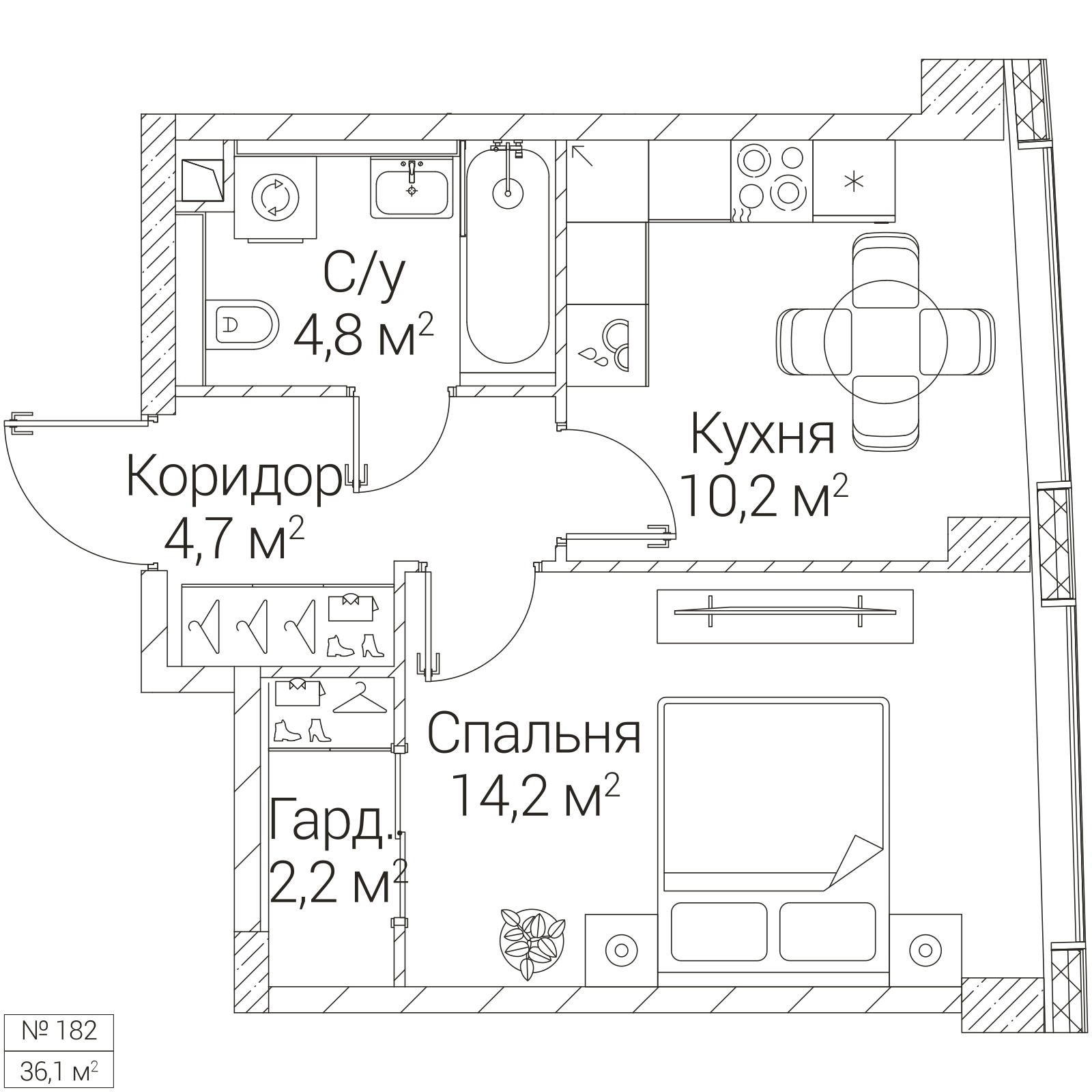 Официальная планировка SEZAR FUTURE, 36,1 м²