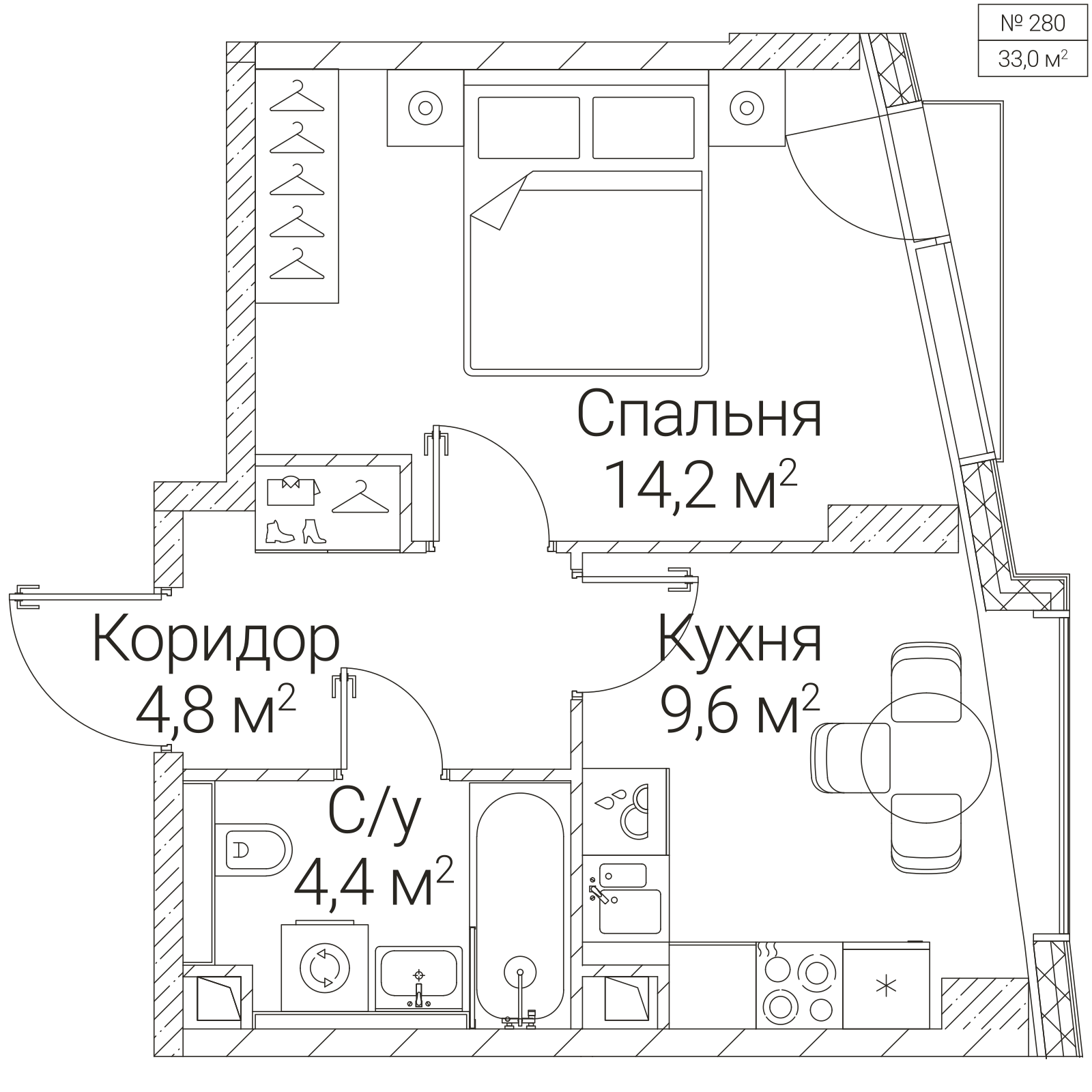 Официальная планировка SEZAR FUTURE, 33 м²