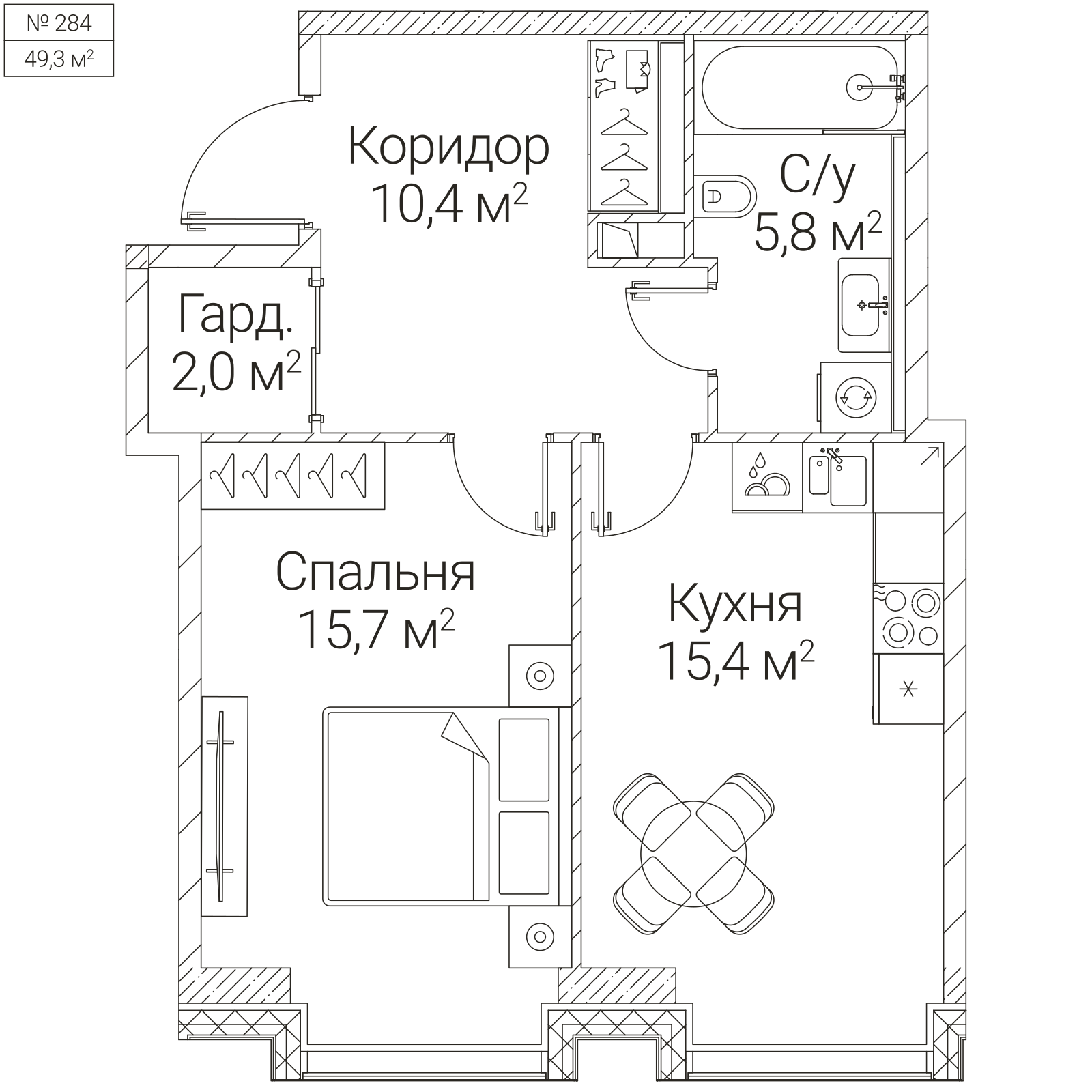 Официальная планировка SEZAR FUTURE, 49,3 м²
