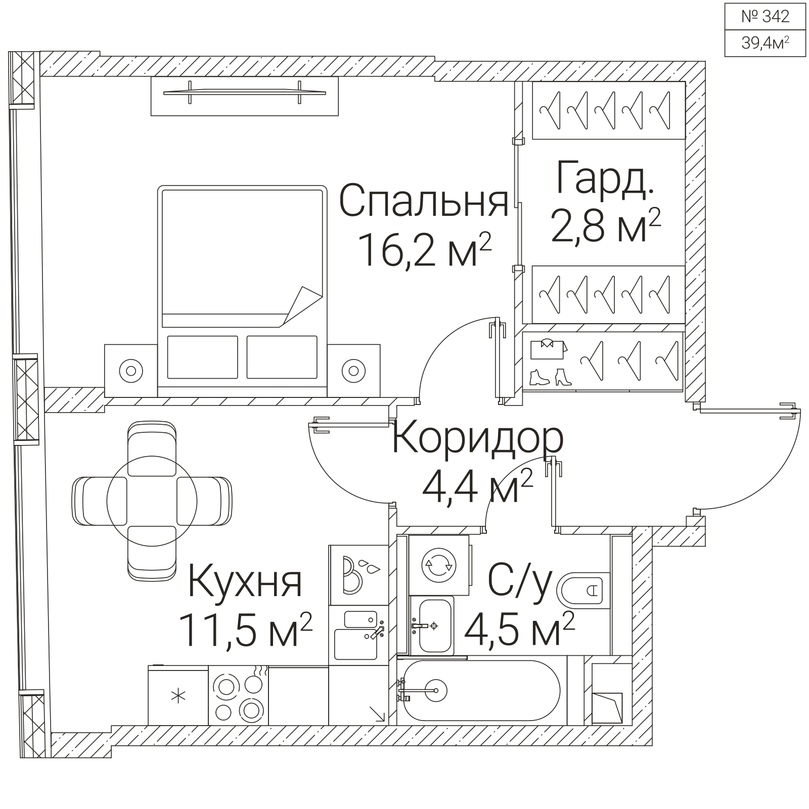 Официальная планировка SEZAR FUTURE, 39,4 м²