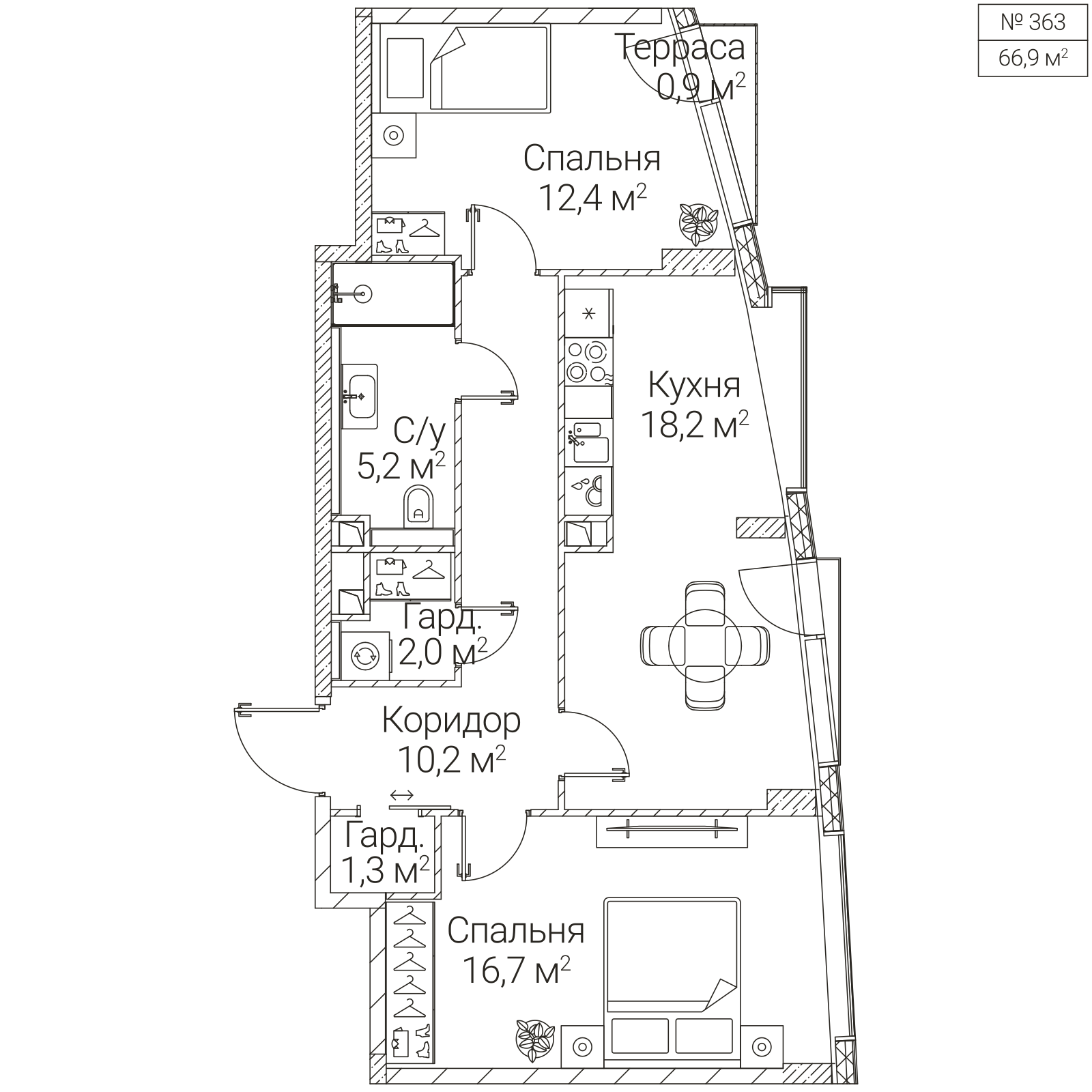 Официальная планировка SEZAR FUTURE, 66,3 м²
