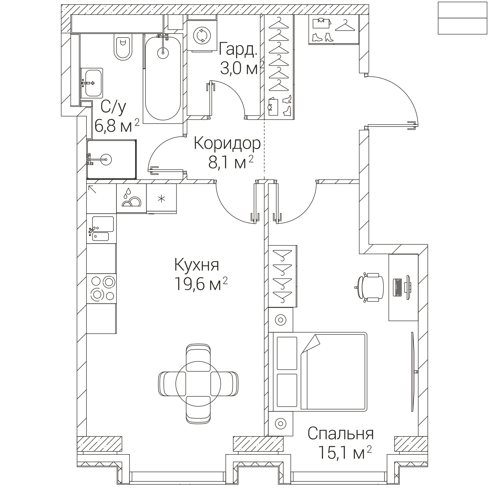 Официальная планировка SEZAR FUTURE, 52,6 м²