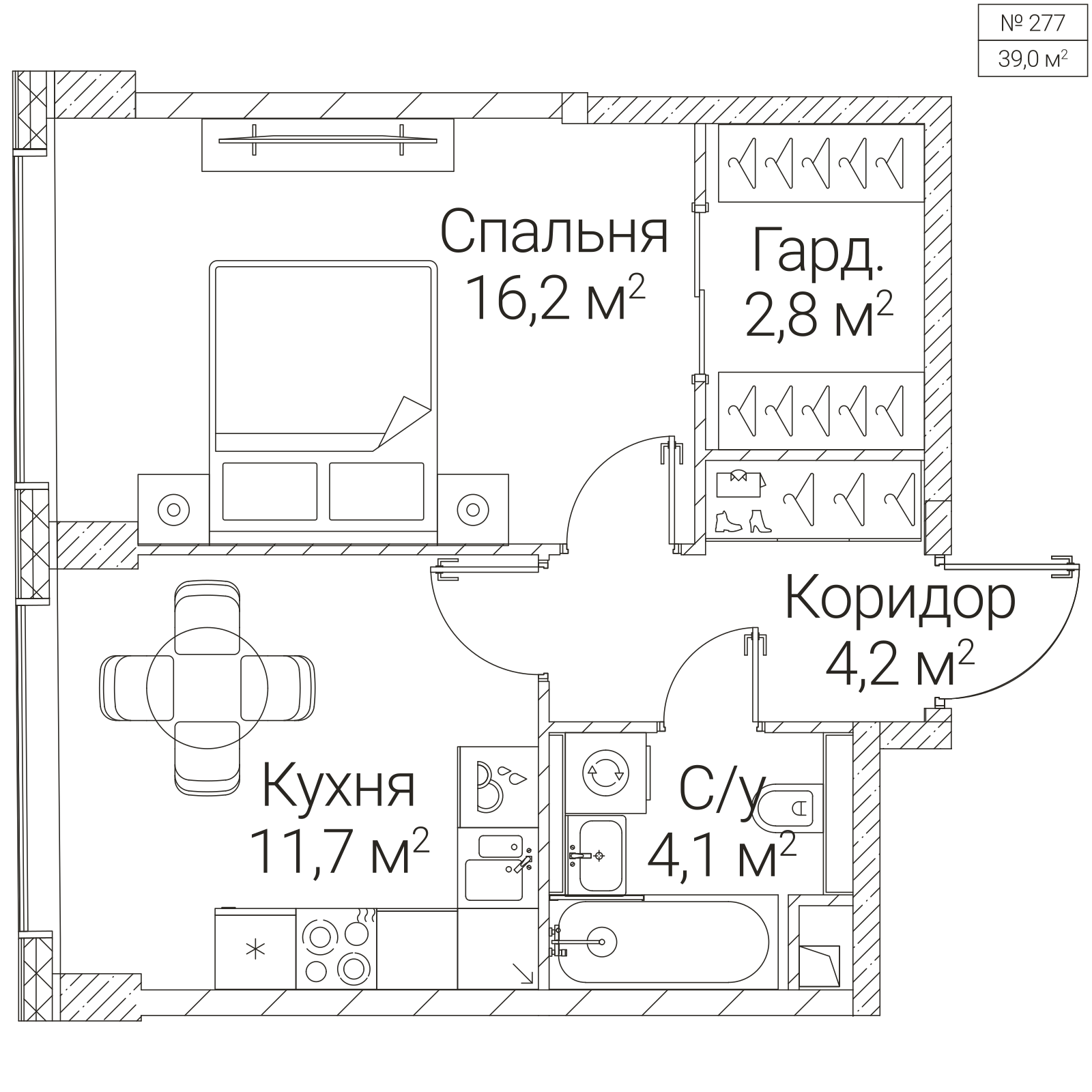 Официальная планировка SEZAR FUTURE, 39 м²