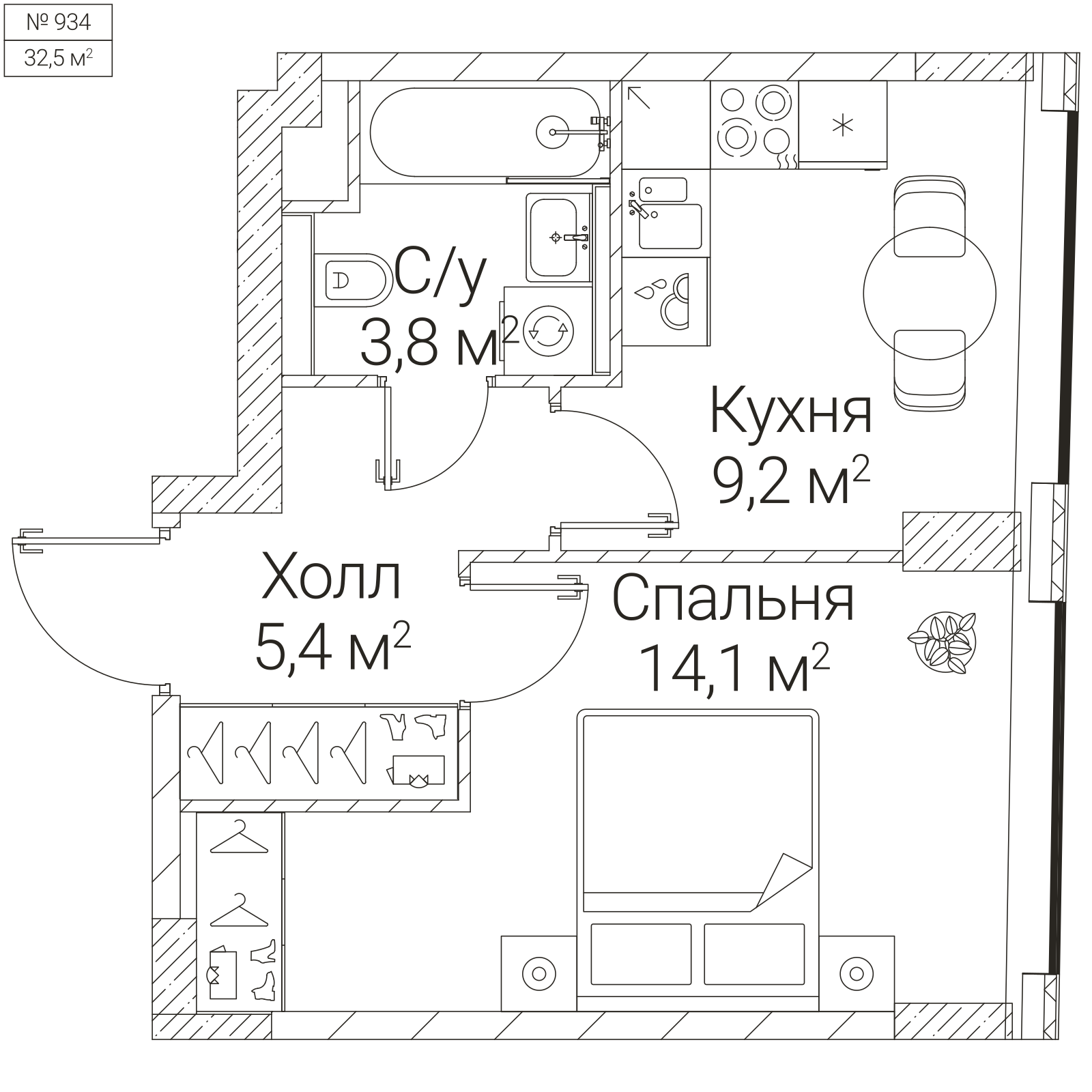 Официальная планировка SEZAR FUTURE, 32,5 м²