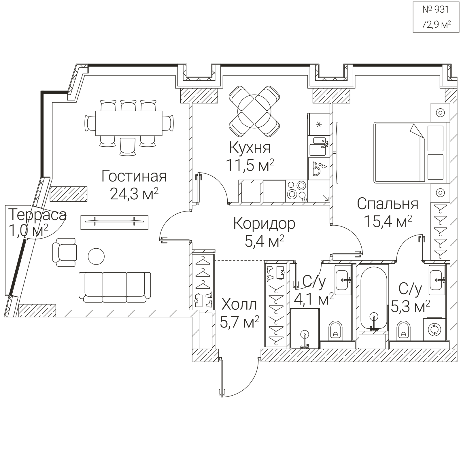 Официальная планировка SEZAR FUTURE, 72,2 м²